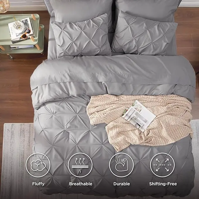 Soft Pintuck Comforter Set – 4/7 Piece Ultra-Soft All-Season Bedding Set with Elegant Hotel-Style Design