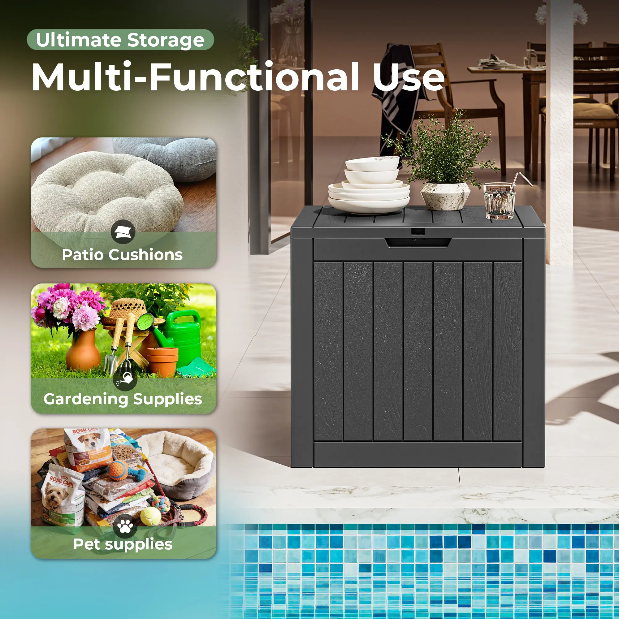 Outdoor Storage Box Weatherproof,  Resin Lockable Outdoor Storage for Secure Package Deliveries and Indoor Storage.Summervibes