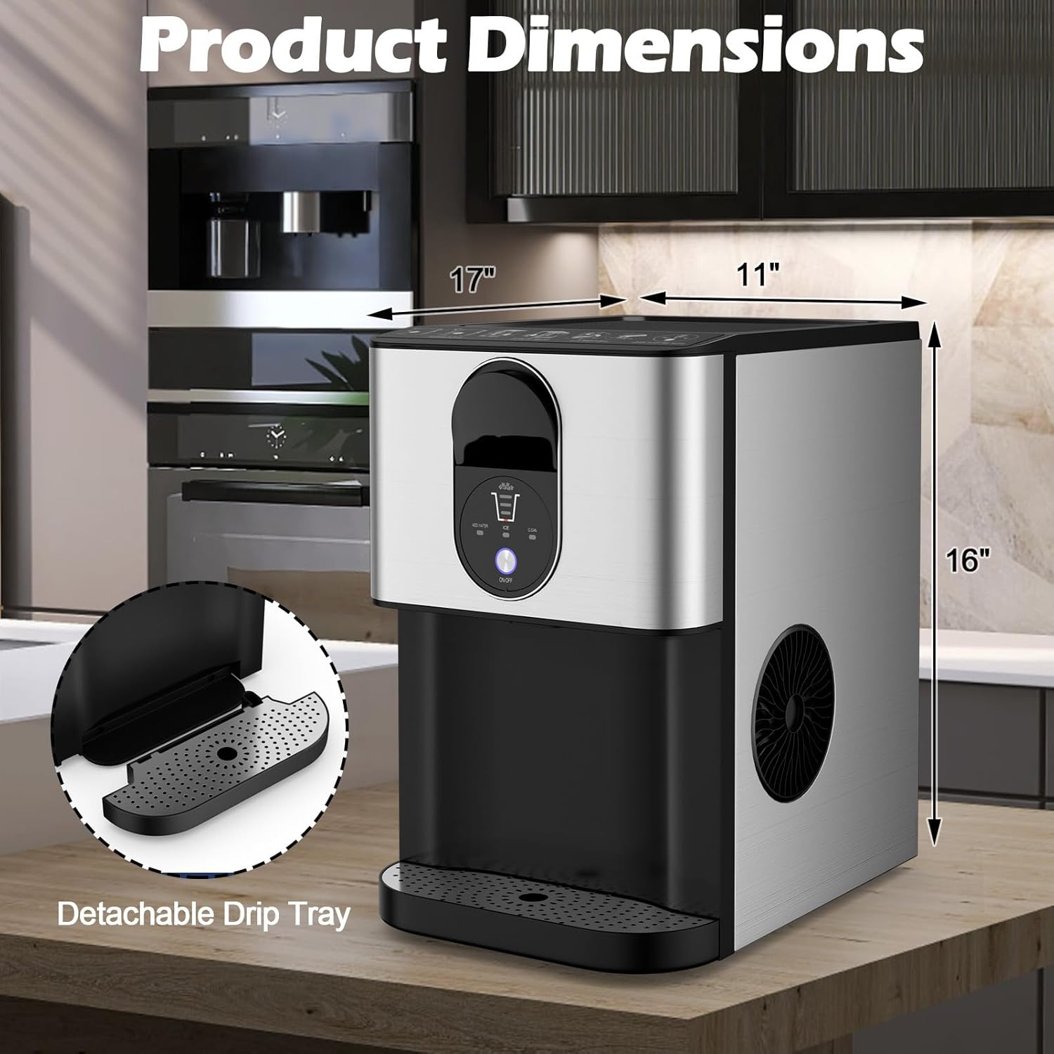 Ice Maker Countertop, 56 lbs/24 H Chewable Ice Making Machine w/Self-Cleaning System, Self-Dispensing Pellet Ice Machine w/ 0.63 gal Water Tank for Home & Kitchen