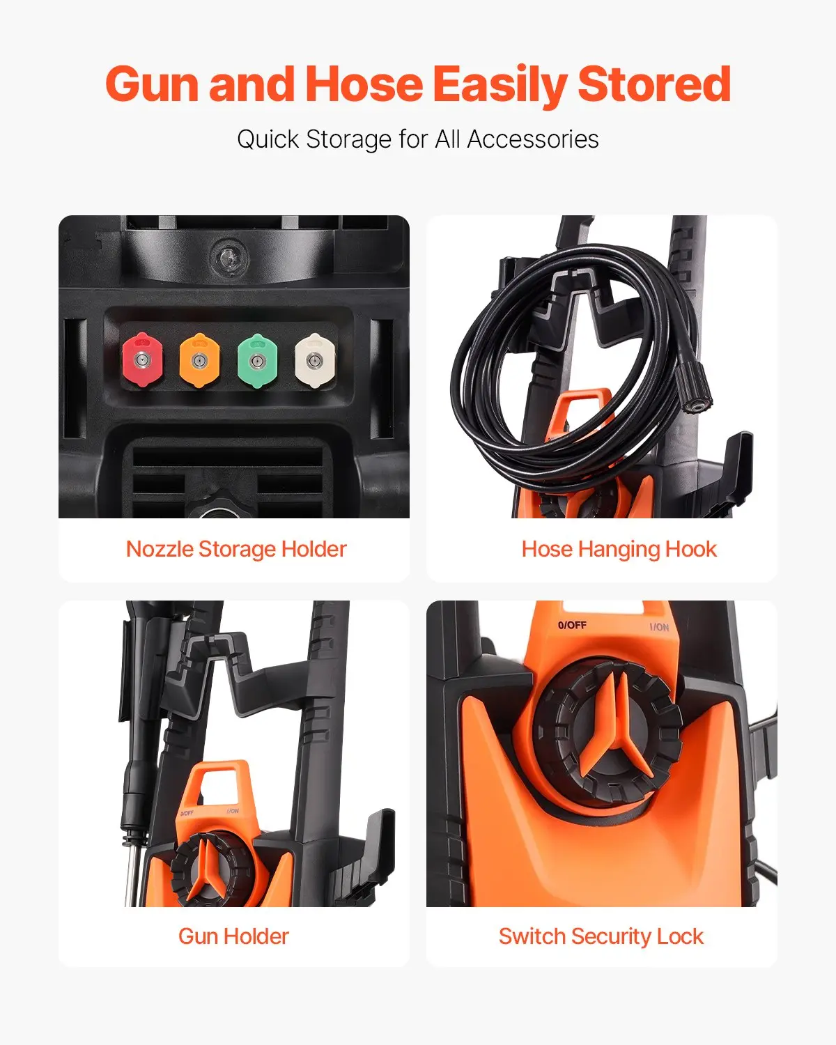 Electric Power Washer4500 PSI 3.2 GPM Portable Pressure Washer with Adjustable Water PressureNozzles & Foam Cannon for Heavy Duty CleaningTools and Gadgets