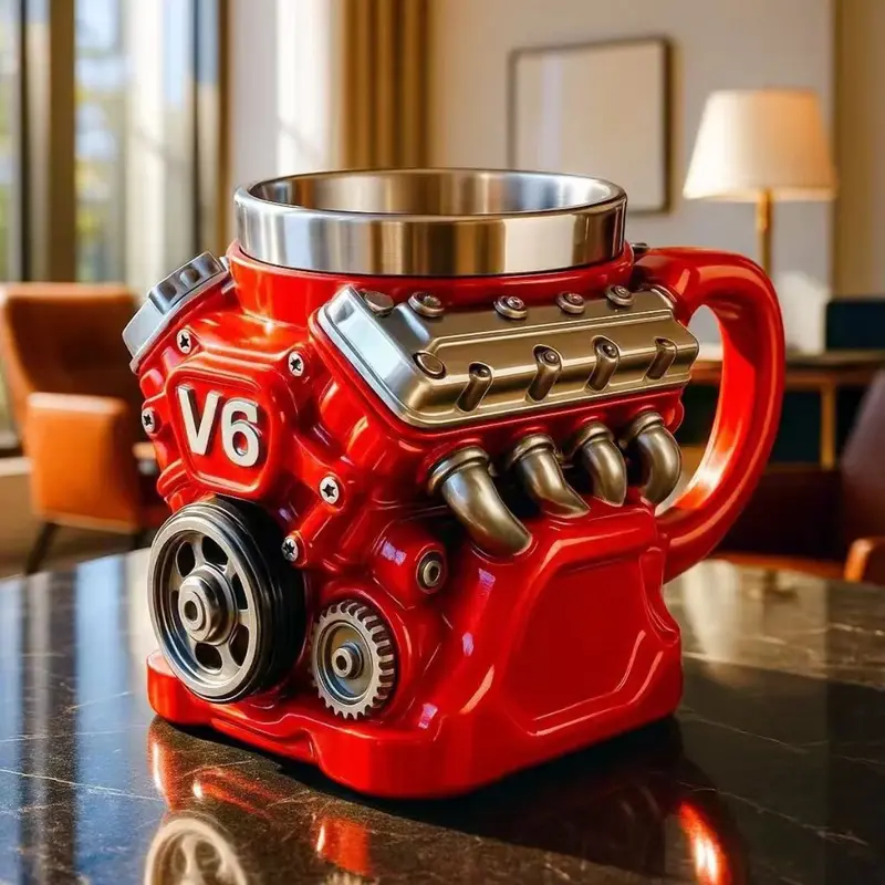 Engine-themed V8/V6 Stainless Steel Mug