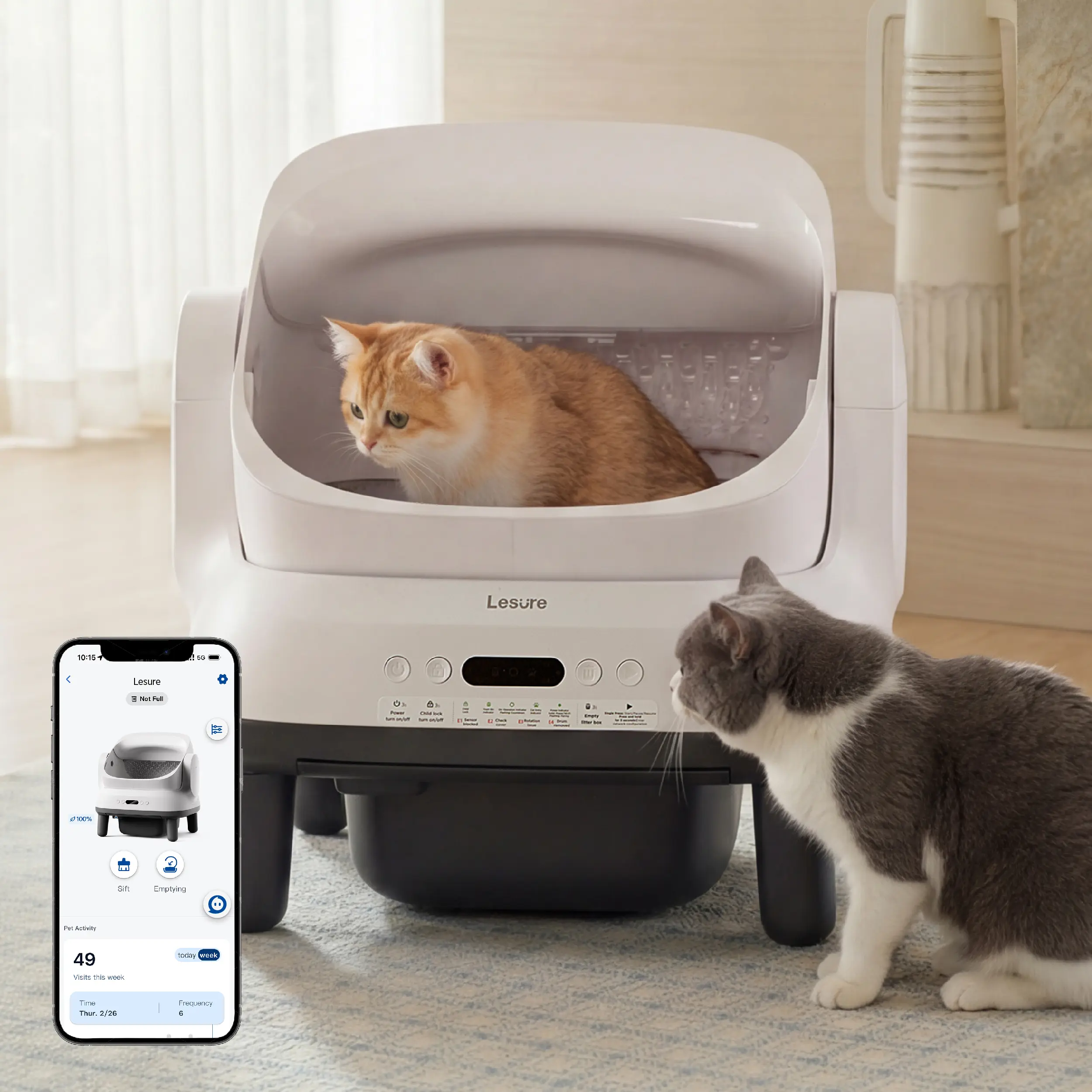 Self-Cleaning Cat Litter Box – App-Controlled Automatic Scooper with Odor Control, Safety Sensors & Waste Bags Included