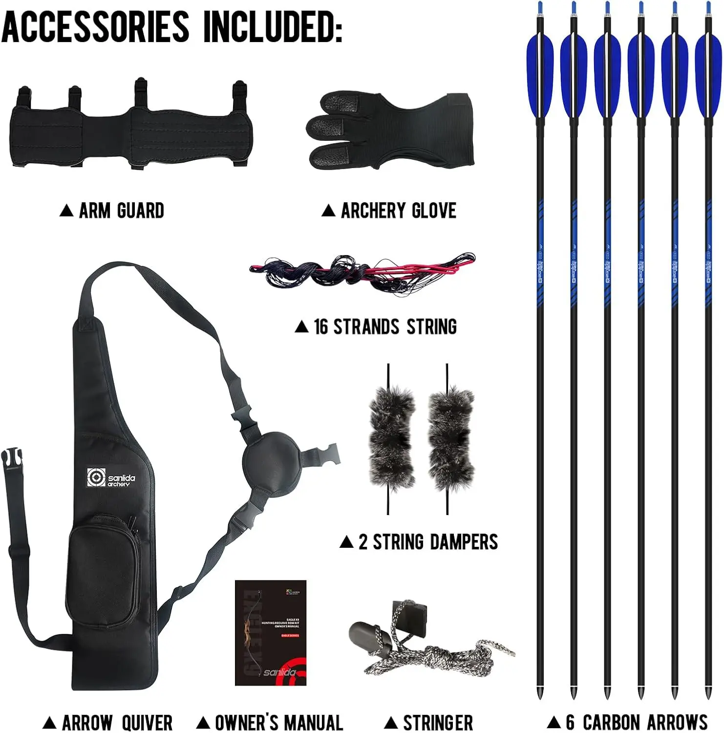 X9 New 58" RTH Standard Recurve Bow and Arrow Set for Adults and Hunters, Wooden Takedown Recurve Bow Package for Outdoor and Practice 25-60 Lbs