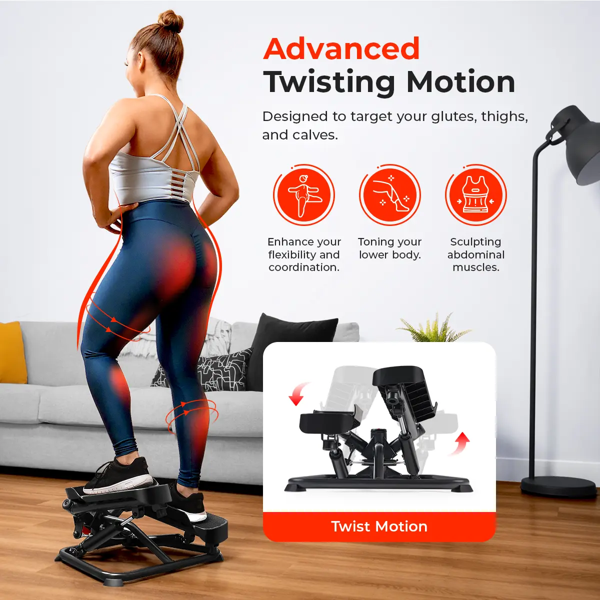 Mini Twist Stepper with Resistance Bands – Full Body Cardio Workout Machine for Legs, Glutes, Core & Home Fitness