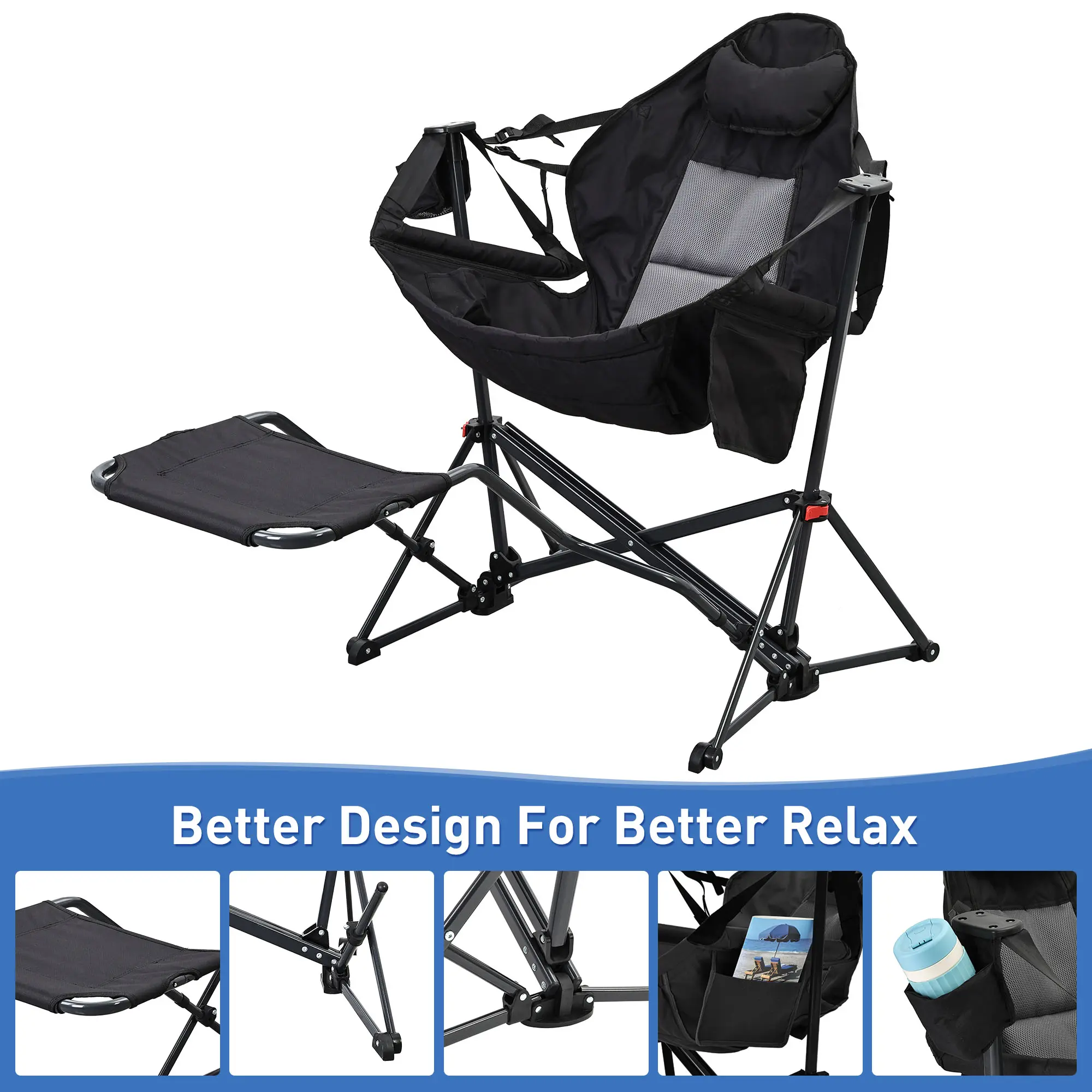 Hammock Camping Chair, Swing Chair Rocking Chair With Pedal, Max 450 lbs Capacity hammock life