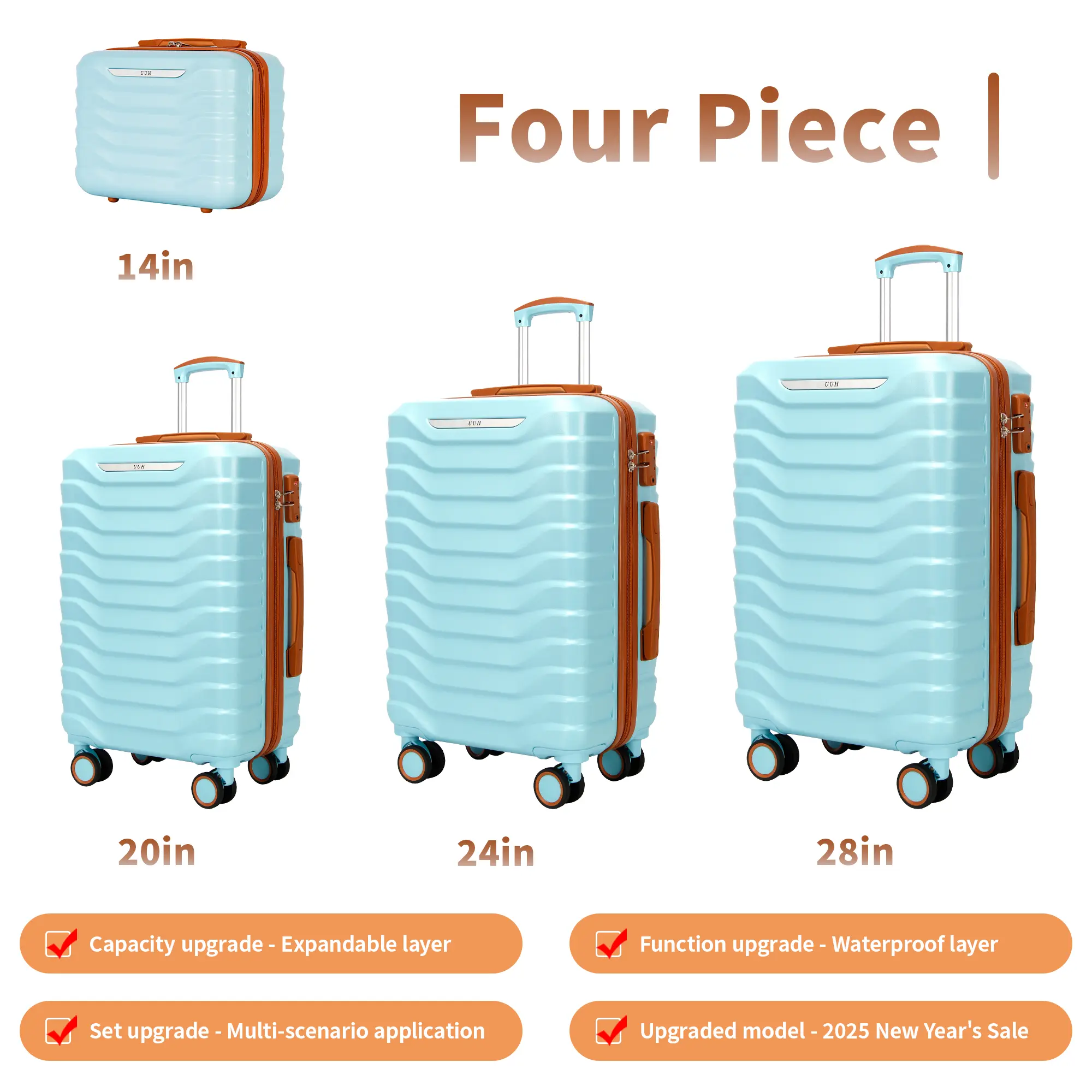 Expandable Luggage Sets 9pcs/8pcs/7pcs/4pcs Suitcase Sets With Water-Proof and Expandable Layer Makeup Bag Side Hooks And TSA Lock