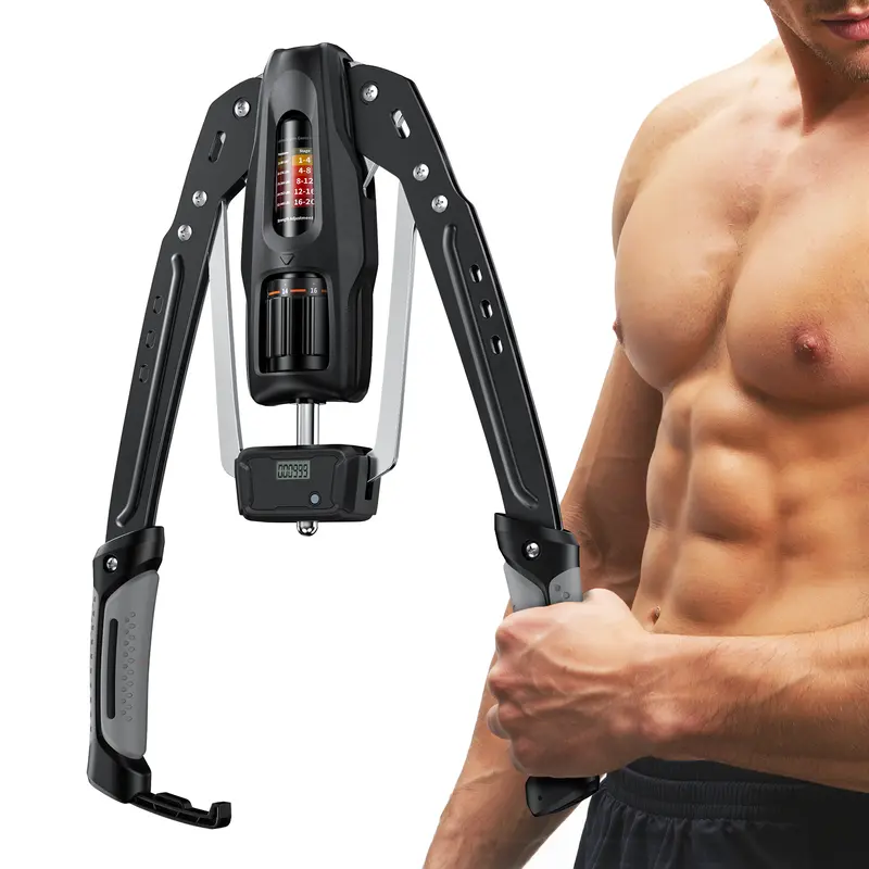 Hydraulic Arm Trainer – Adjustable 22–440 lbs Resistance, Foldable Upper Body Strength Machine with Counter for Home Workout