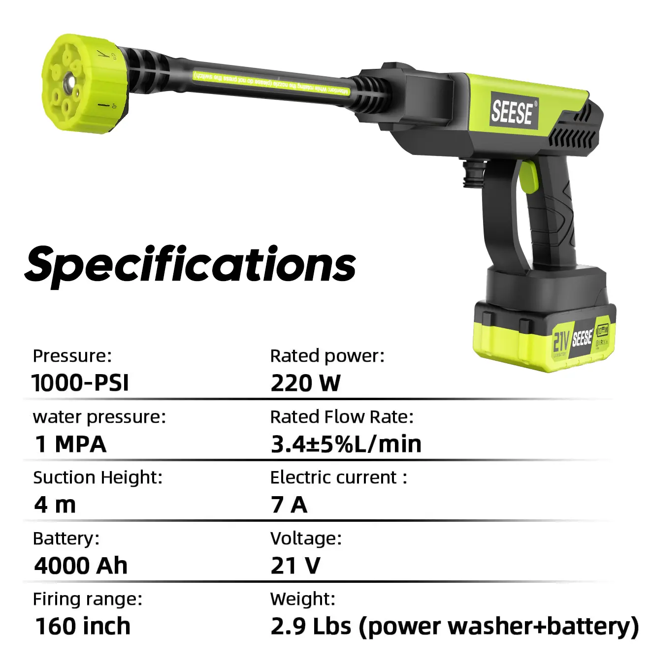 【FathersDayGift】SEESE Cordless Pressure Washer and Single Port Charger Base, Bottle Portable Washer for Car,Home Cleaning & Garden Watering