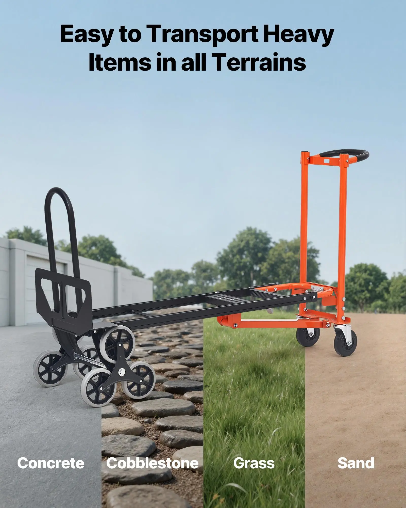 3 in 1 Industrial Convertible Stair Climbing Cart, 770 lbs Max Load, Folding Hand Truck Dolly with Handle & Wheels, Stair Climbing Utility Trolley for Transport & Moving