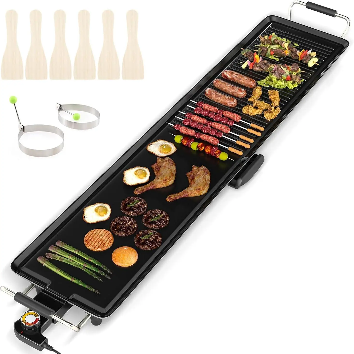 Electric Smokeless Griddle Grill – Adjustable Temperature, Nonstick Cooking Surface for Indoor & Outdoor BBQ Parties