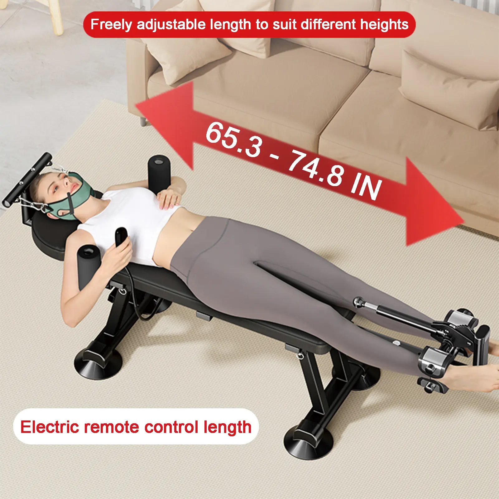 Electric Fitness Full Body Traction Table, Massage Cervical Traction Bench & Lumbar Traction Bed, Home Stretch Decompression Machine for Tension Relief, Lumbar Stretching