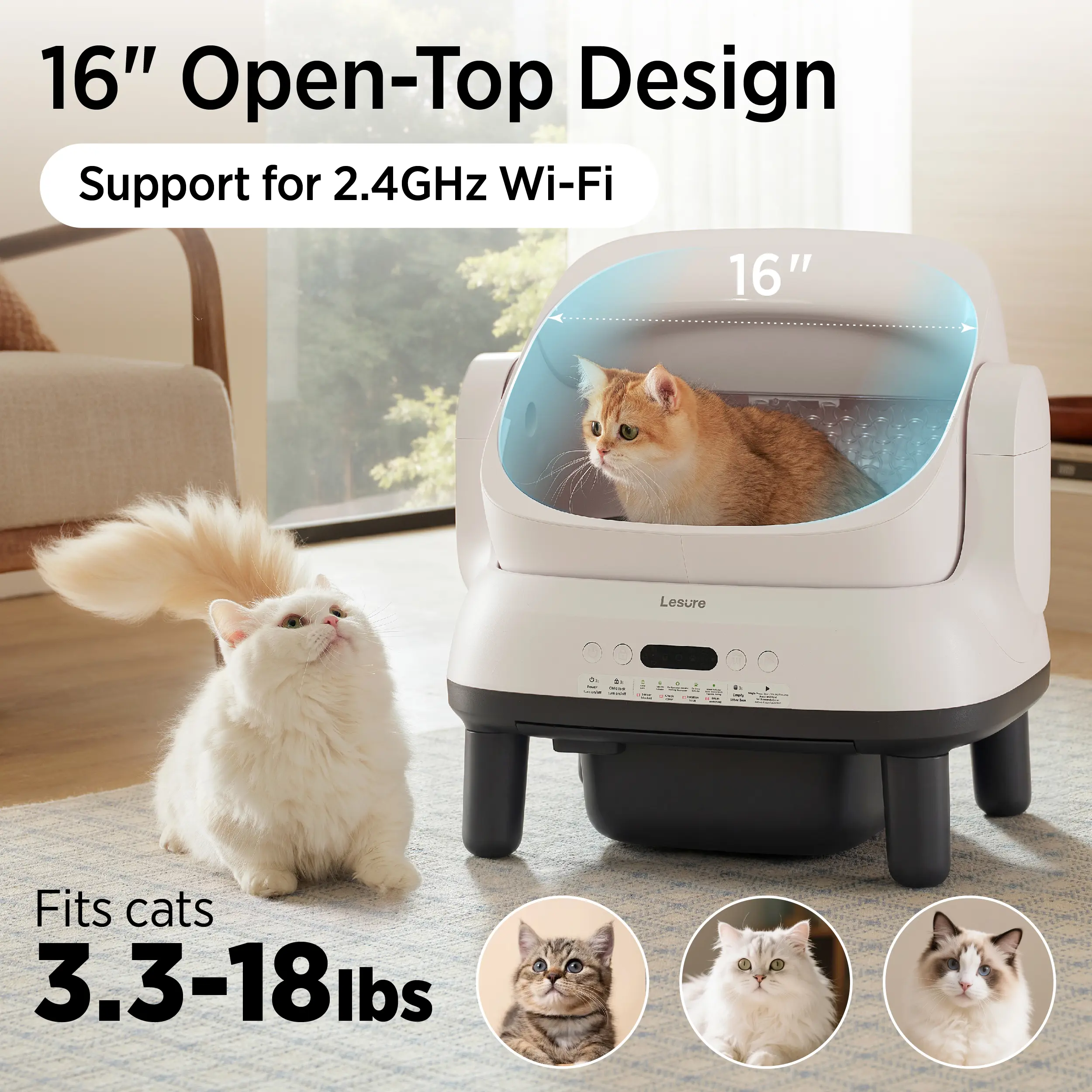 Self-Cleaning Cat Litter Box – App-Controlled Automatic Scooper with Odor Control, Safety Sensors & Waste Bags Included