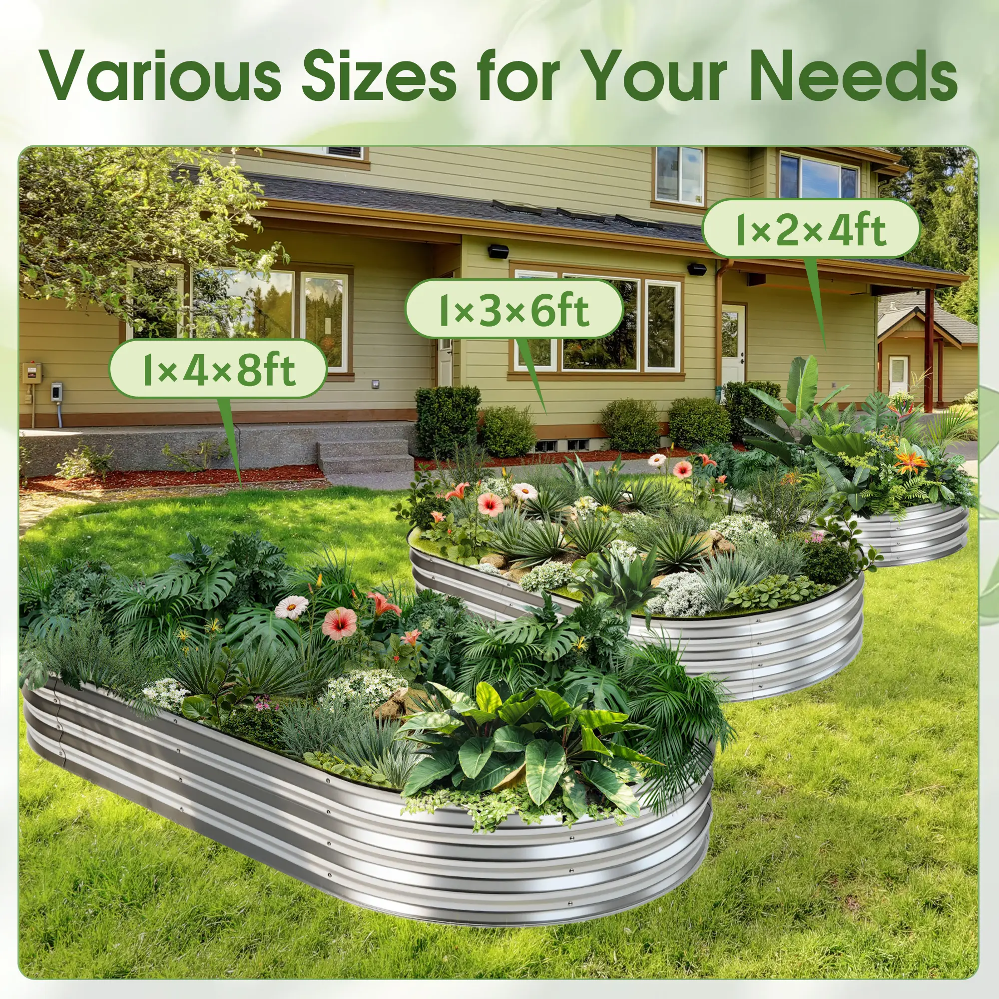 Raised Garden Bed, Outdoor Planter Box with Open Bottom Design