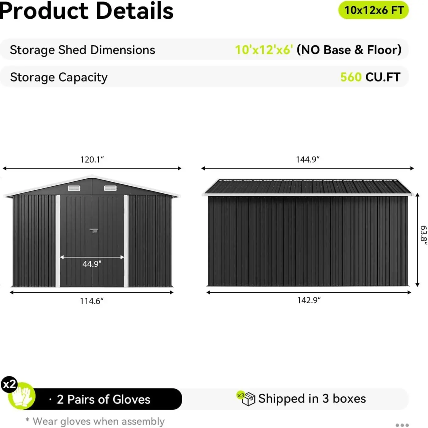 Outdoor Storage Shed Metal Garden Tool Shed with Sloping Roof Lockable Door for Patio Lawn Backyard Black Organizer for Garden Tools & Shelf Organization