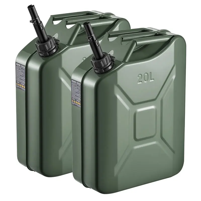 2 PC Jerry Fuel Can – 5.3 Gallon Metal Gas Tank with Spout & Handle, Leakproof, Corrosion-Resistant for Cars, Motorcycle, ATV & UTV