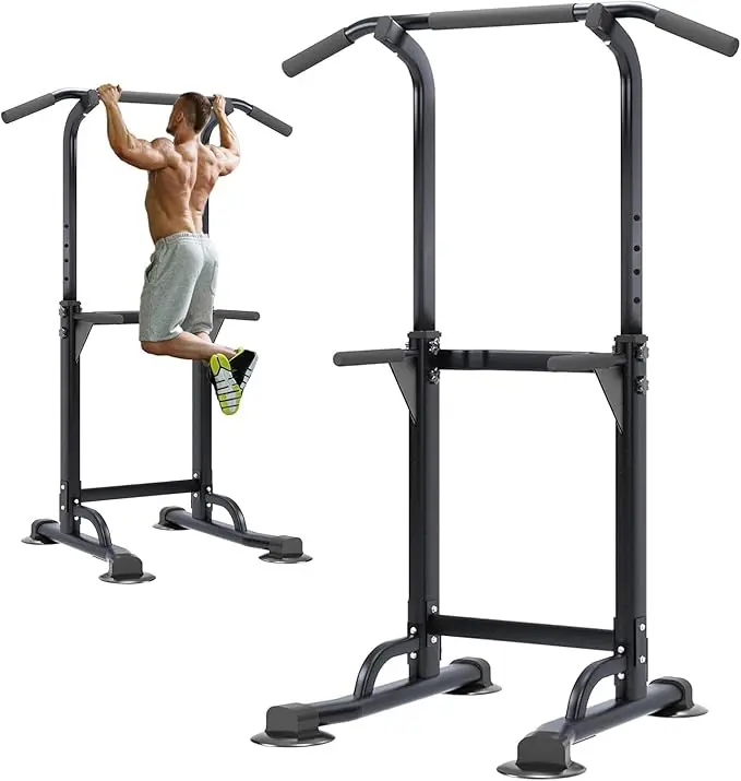 Home Gym Exercise Equipment - Adjustable Pull-Up Bar, Dip Station, Push-Up Bars for Whole Body Workout, 330 LBS Capacity Heavy-Duty Steel H-Shaped Base, Ideal for Men & Women