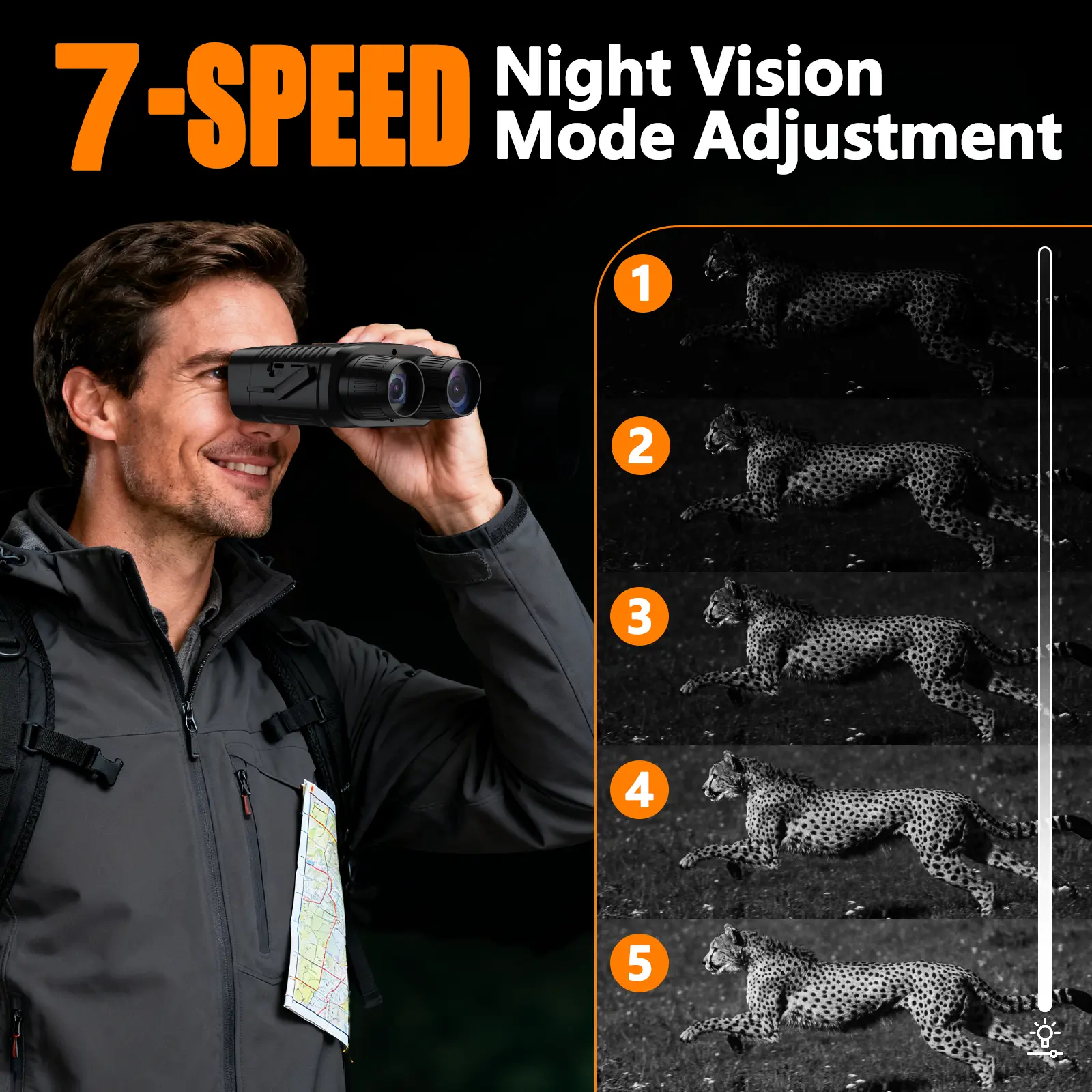 Night Vision Goggles-Night Vision Binoculars,2000 mAh Battery,7 Levels Infrared,6X Digital Zoom(Wildlife Observation,Hunting,Camping)