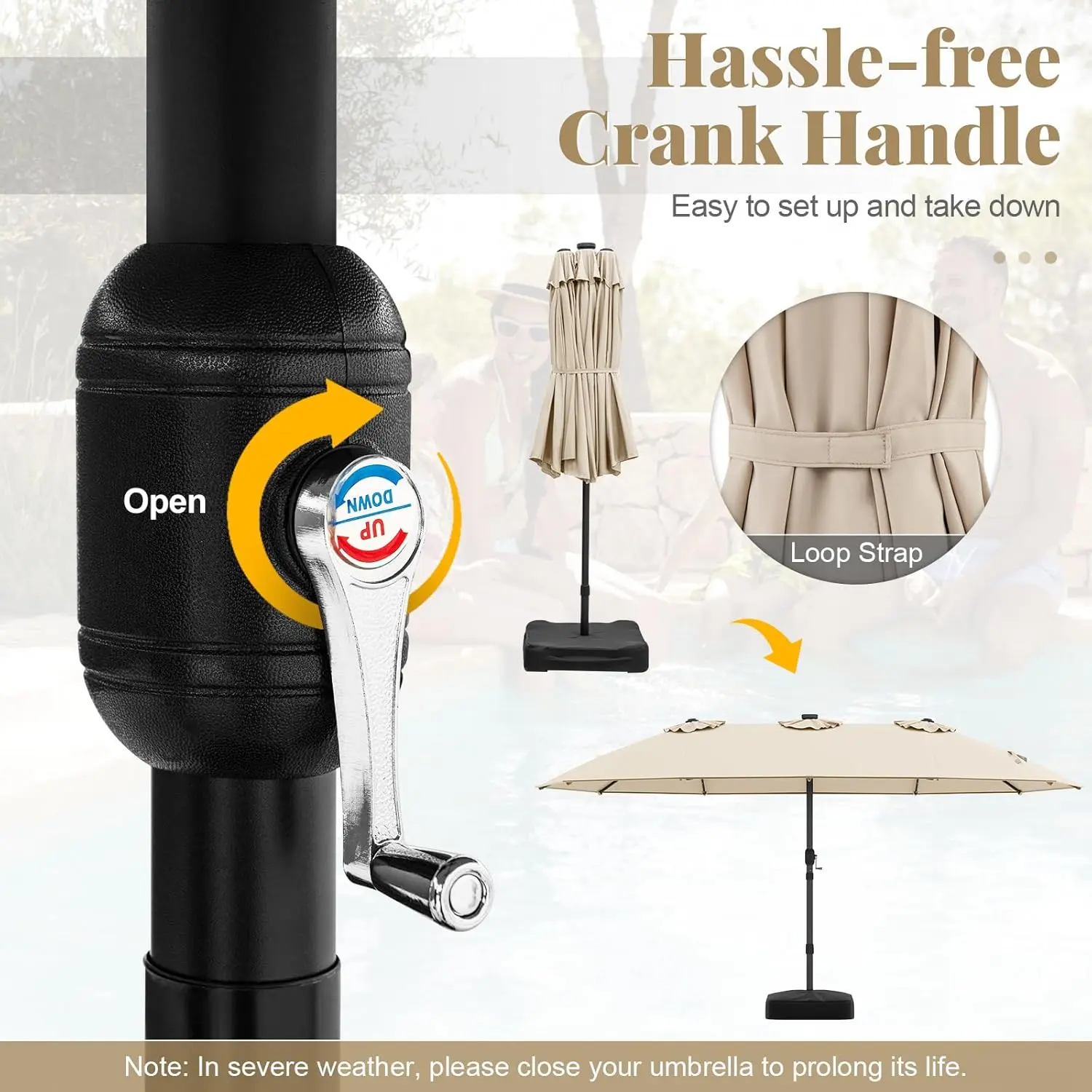 Outdoor Double-Sided Patio Umbrella with Solar Lights