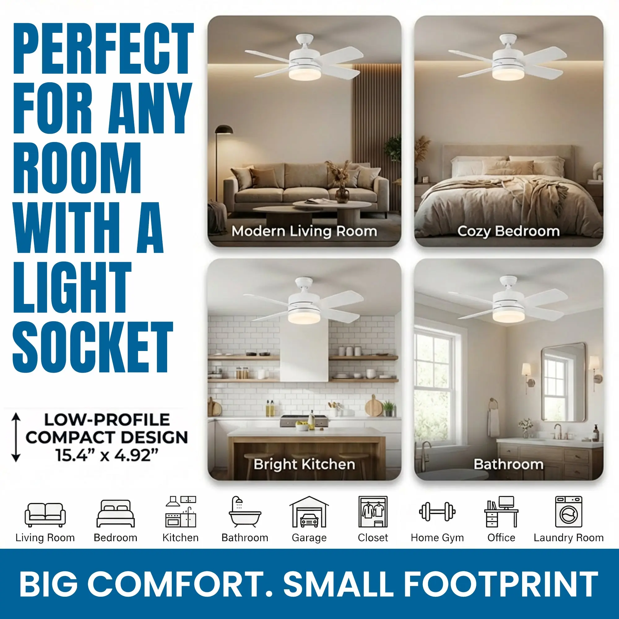 Socket Fan - Remote Controlled Socket Ceiling Fan & Light
