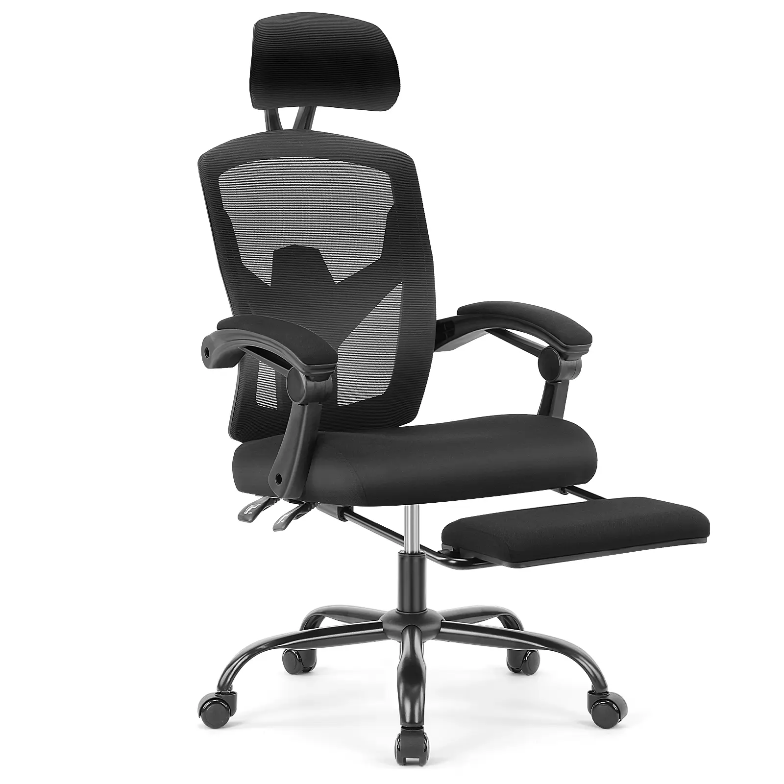 Furniture Ergonomic Office Chair with Foot Rest and Adjustable Headrest, Mesh Swivel Rolling Task Chair, Height Adjustable, Office Gifts