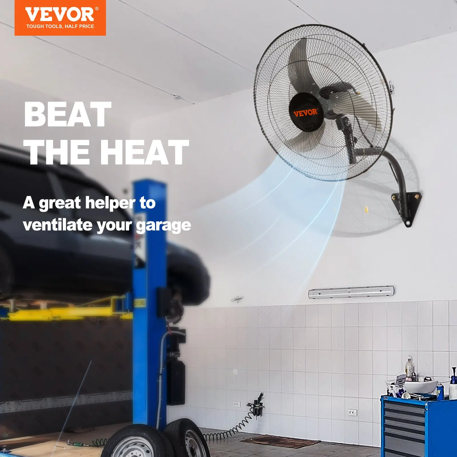 Wall Mounted Fan - IP44 Waterproof Outdoor Cooling Fan3-Speed Adjustable Speeds High Velocity (Max. 4150 CFM)ETL Listed Industrial/Residential