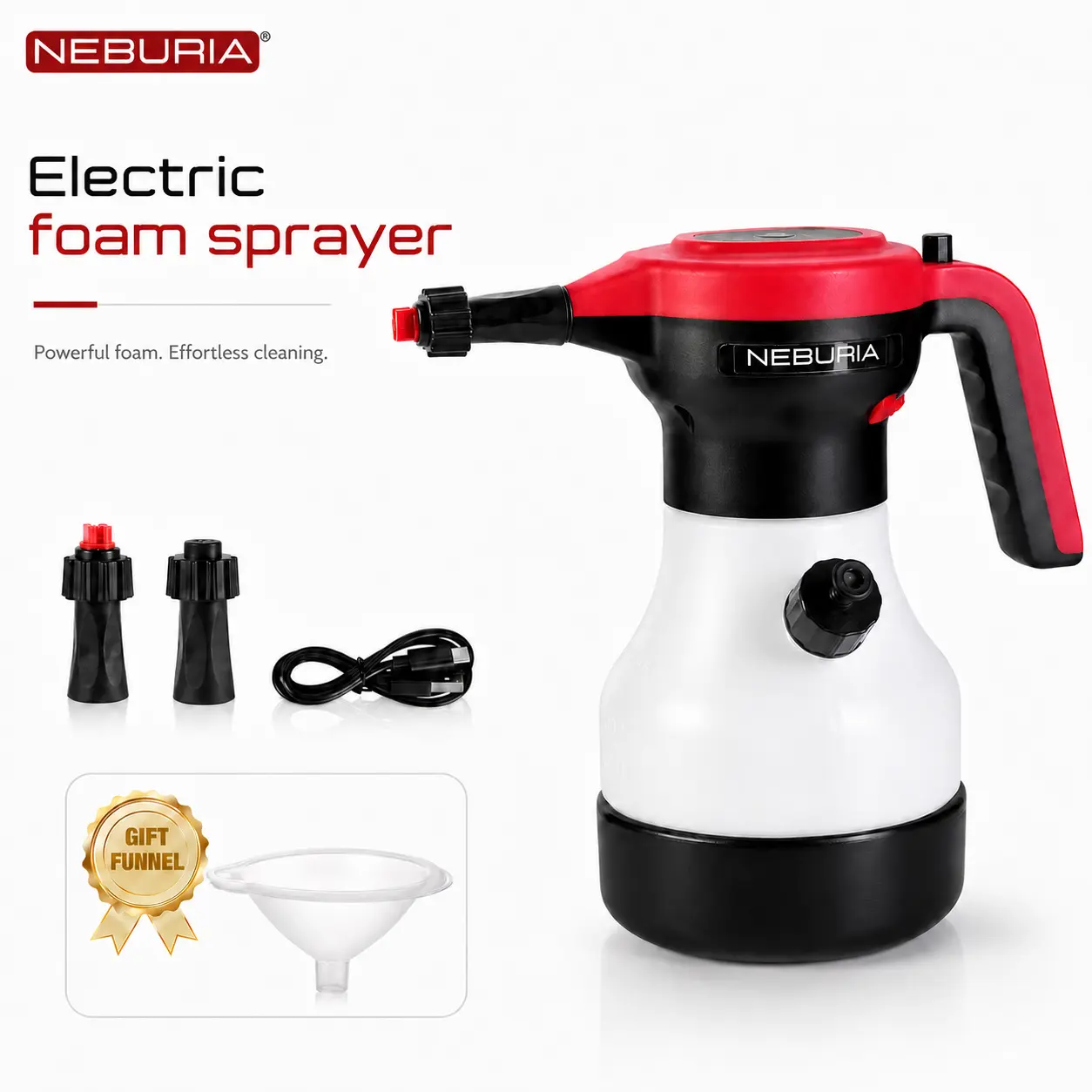 Electric Foam Sprayer,Rechargeable High Pressure Foam Cannon for Car Wash,Auto Detailing,Home,Industrial Cleaning，Smart Pressure Control Core,Ergonomic Handle,Portable Cordless Cleaner for Kitchen,Windows,Bathroom