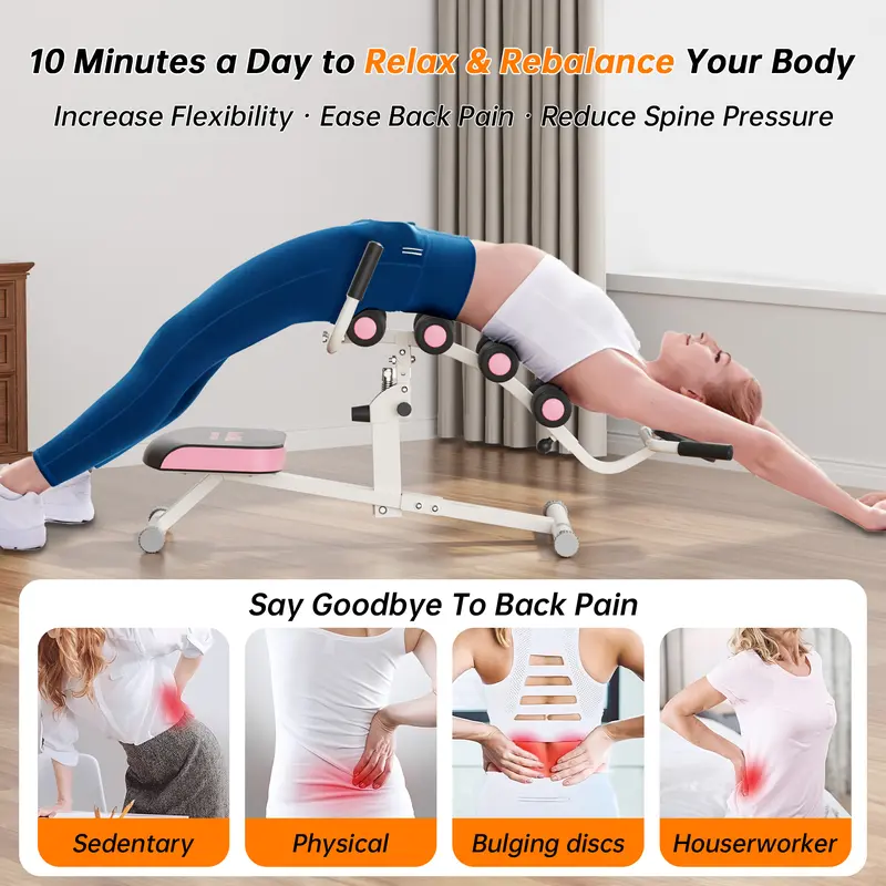 Mini Inversion Table, 2-Position Adjustable Heavy-Duty Steel Frame Fitness Gear, Home Workout & Gym Equipment for Spinal Care, Back Relief & Stretching