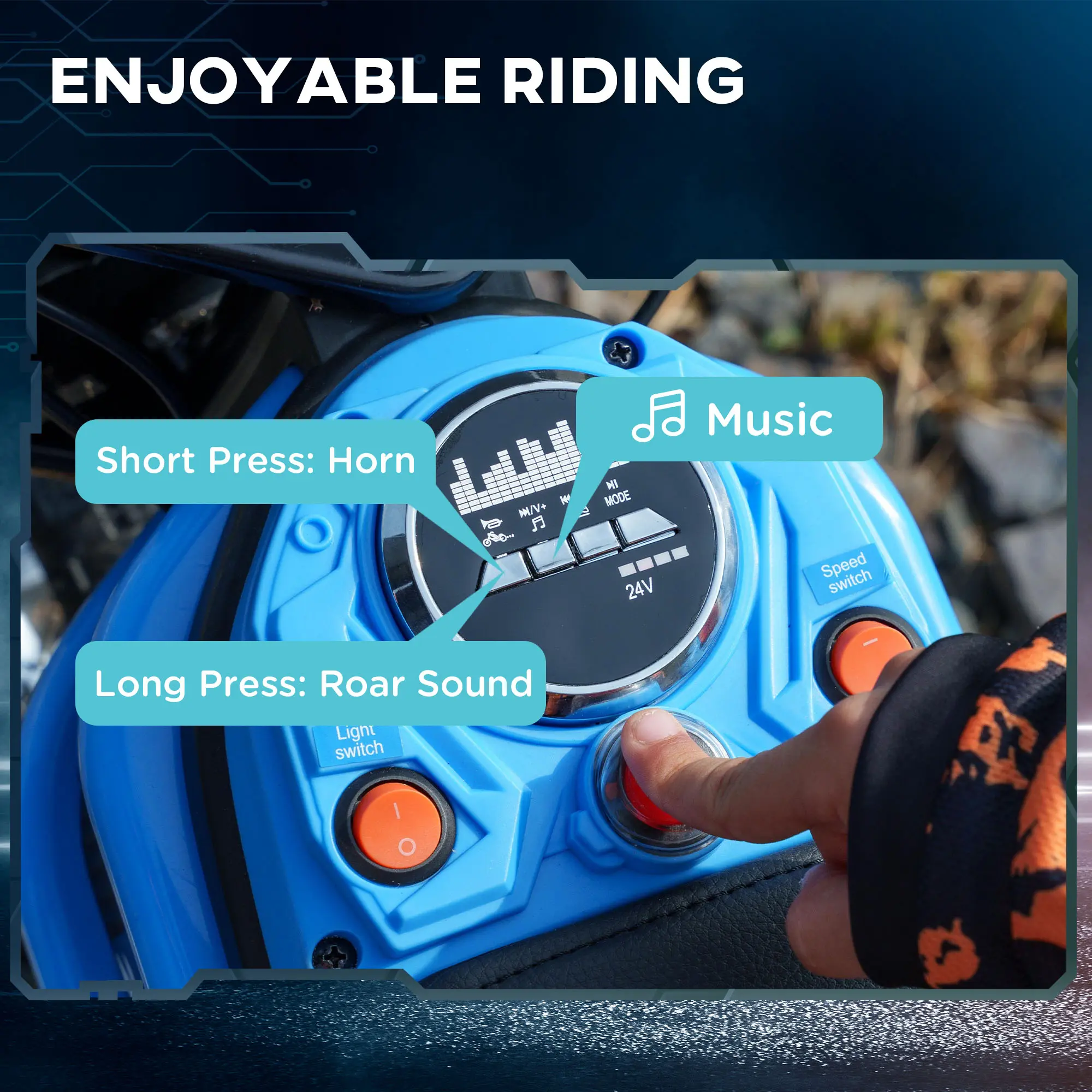 Electric Dirt Bike – 24V 350W Off-Road Ride-On Motorcycle with Rear Suspension, Brake & Speeds Up to 15 MPH