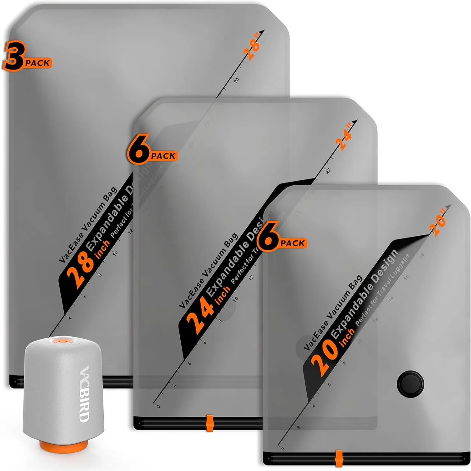 New X8 Vacuum Packing Pump Storage Bags，Rechargeable Wireless Pump Travel Storage Bags Set - 20 Pack Portable Space Saver Bags for Travel & Home
