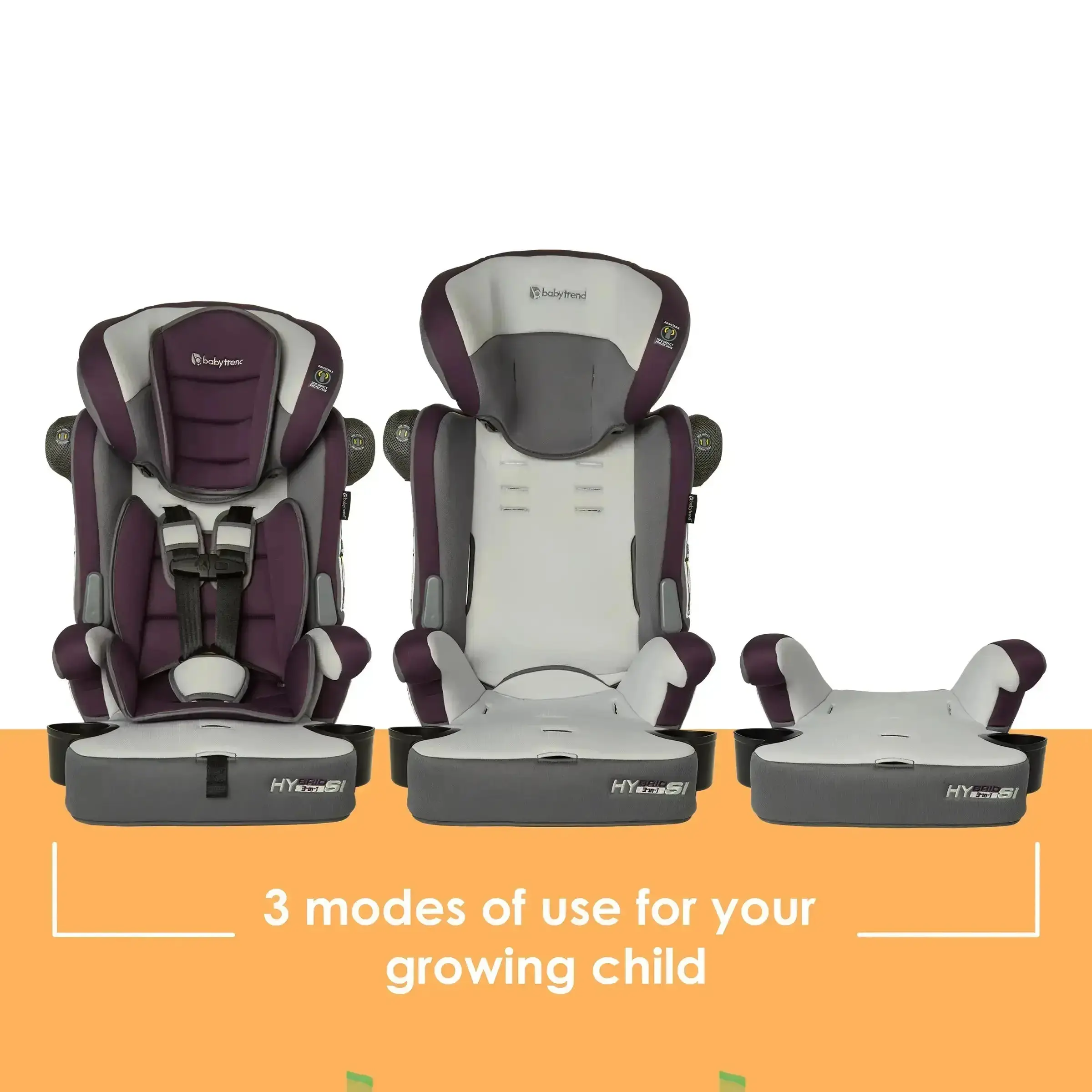 3-in-1 Booster Car Seat with Side Impact Protection & Reversible Inserts Forward Facing Cup Holders