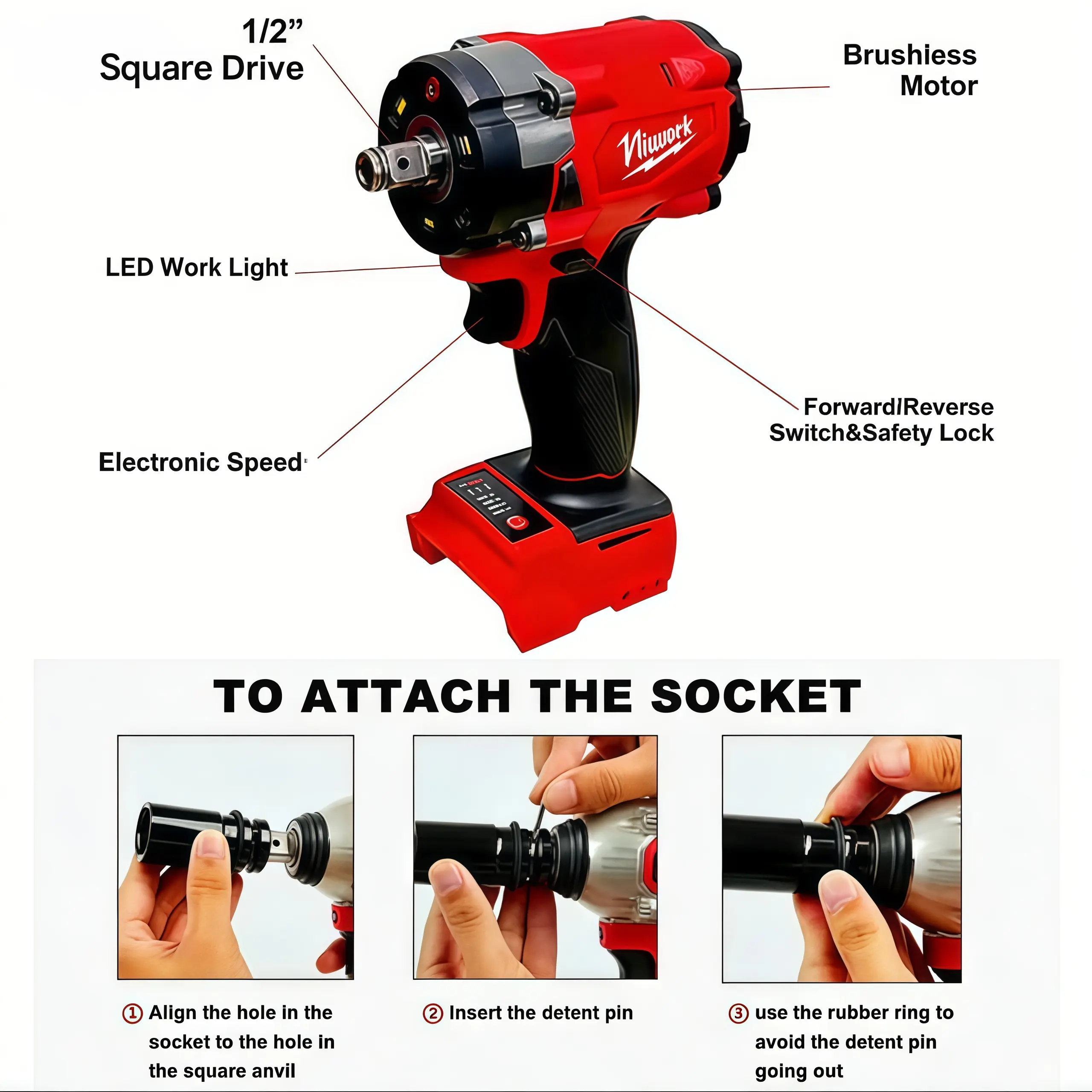 Brushless lmpact Wrench 1/2" 350N LOWTorque