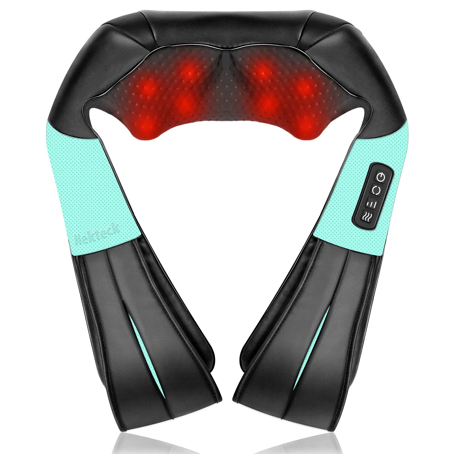 Shiatsu Neck and Back Massager with Soothing Heat, Ergonomic 8 Deep-Kneading Massage Nodes with Heat Electric Shiatsu Back Massager for Neck Shoulder & Body Muscle Relief Portable 12V DC Power Supply - Black