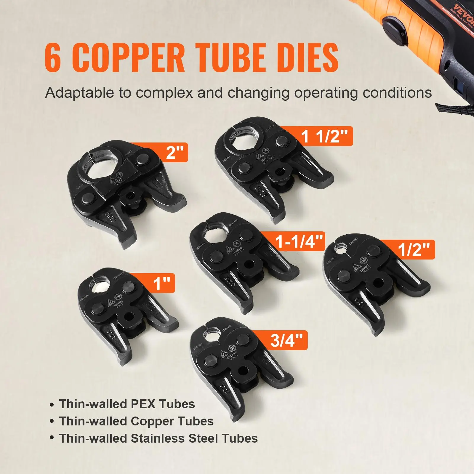 Press Tool, 18V Electric Pipe Crimping Tool for 1/2" to 2" Stainless Steel