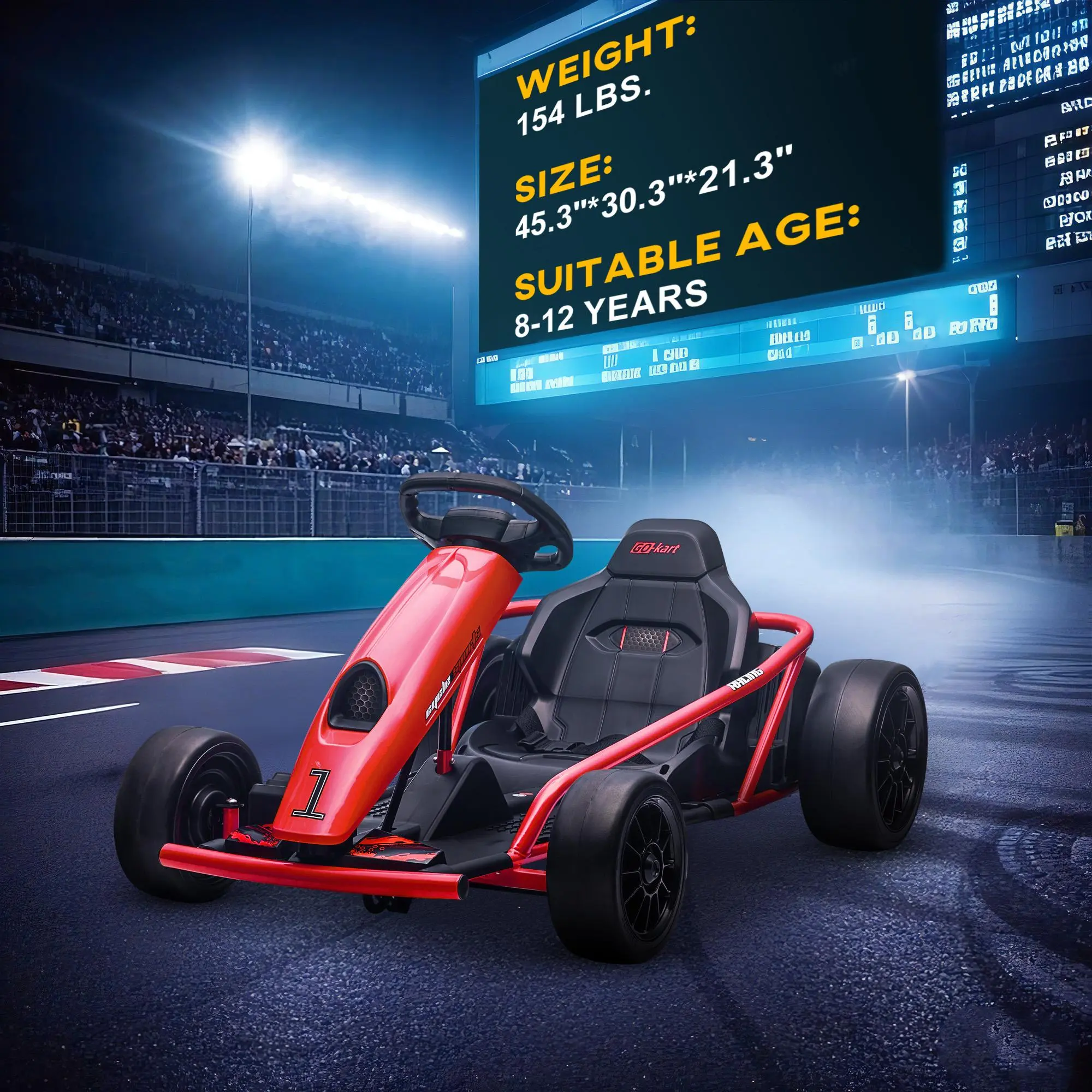 24V Electric Go-Kart – Kids Drifting Ride-On Car with Music, Horn & Speeds up to 8.1 MPH