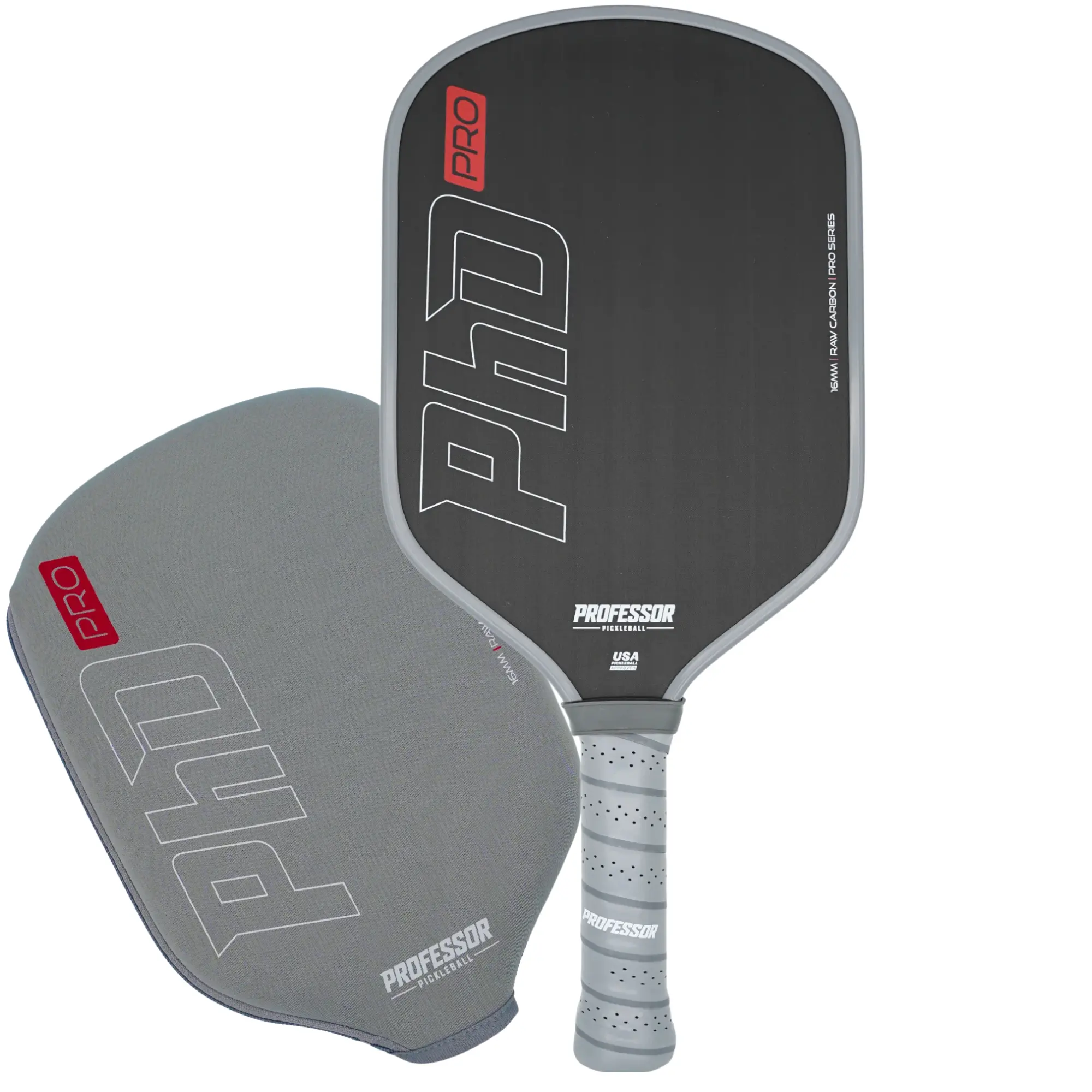 Raw Carbon Fiber Pickleball Paddle - 16MM - USA Pickleball Approved - Honeycomb Core - Power & Control