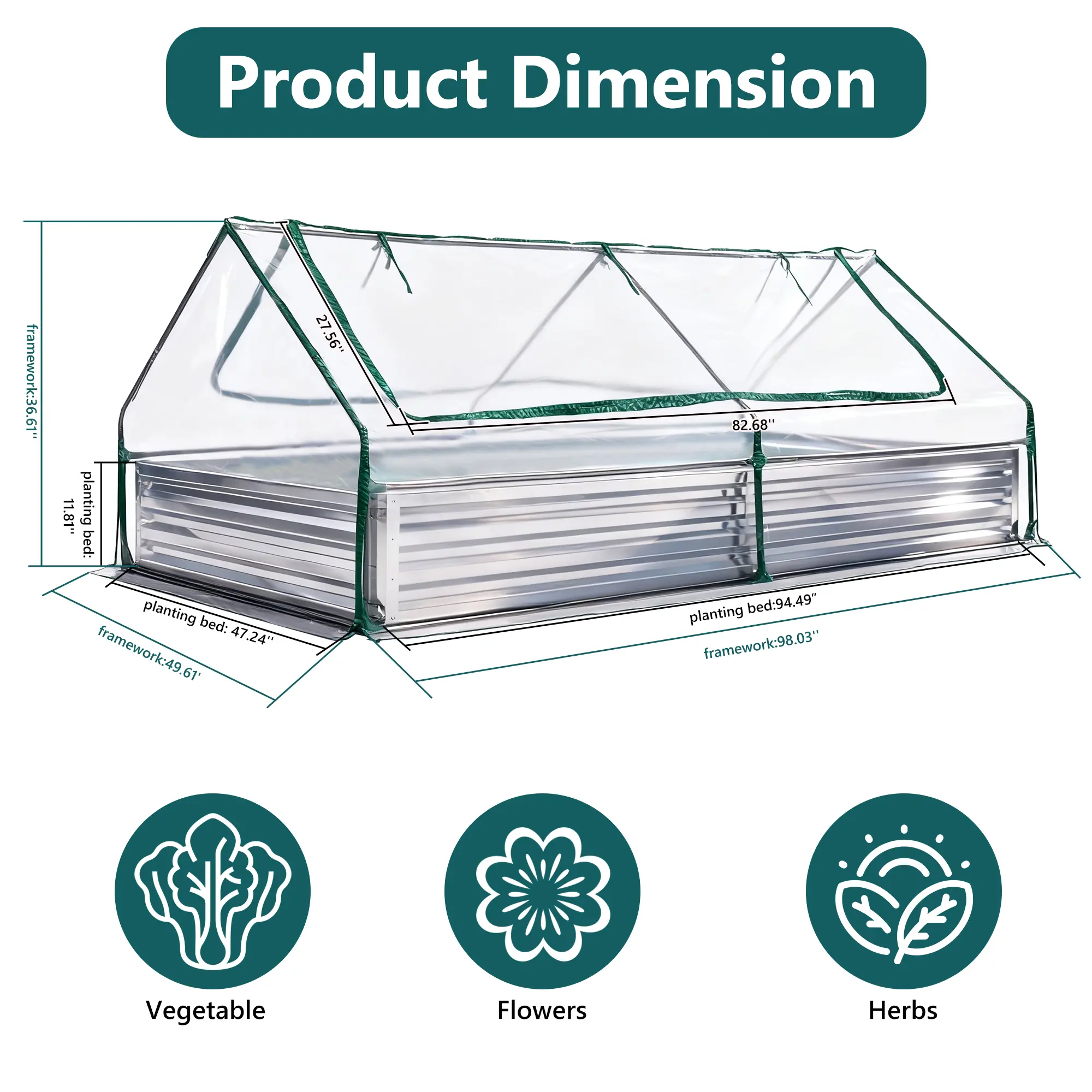 Raised Garden Bed with Waterproof Cover – Cold-Resistant Planter Box for Vegetables, Herbs & Flowers