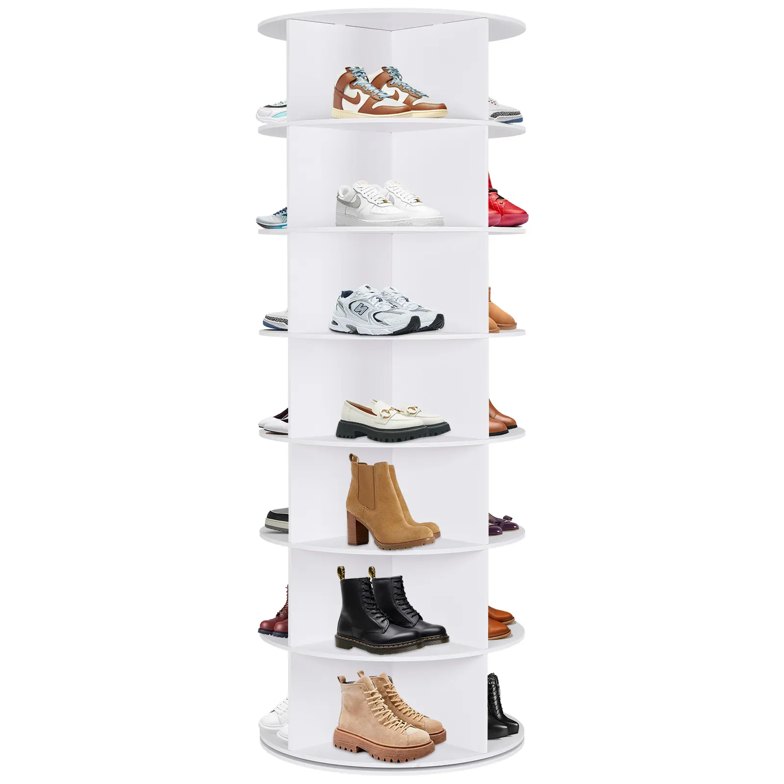 360° Rotating 7-Tiers Organizer Shoe Rack, Fits 24-28 Pairs of Shoes, Spinning and Revolving Round Shoe Rack, for Entryway Living Room Hallway