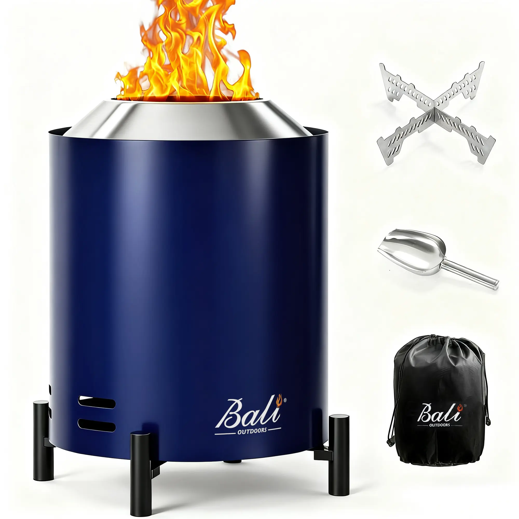 6.5 inch Pellet Tabletop Fire Pit Round, Stainless Steel Table Top Firepit Small, Outdoor Smokeless Firepit Portable, Burning Firepit
