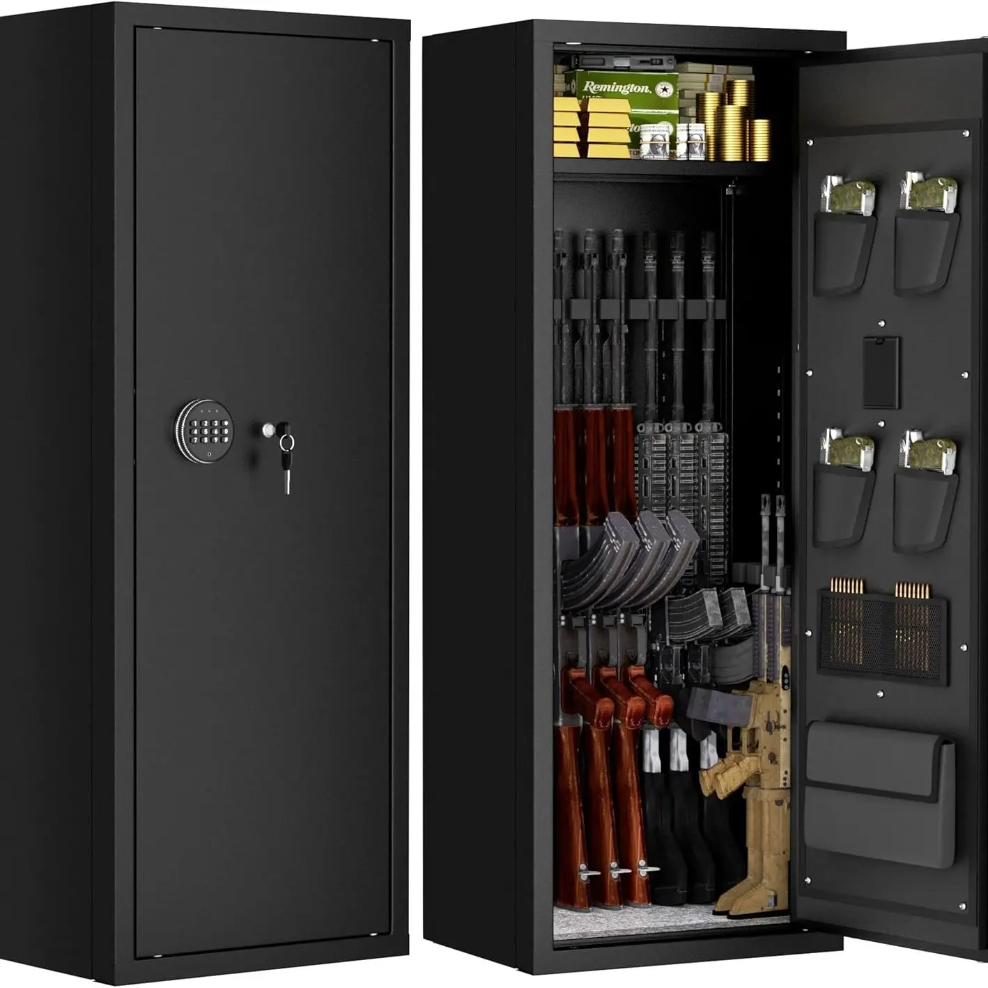 14-16 Gun Safe, Large Gun Safe for Rifles and Pistols, Quick Access Rifle Safe with 3 Removable Gun Racks and 4 Pistol Pockets, Digital Gun Cabinet with Dual Alarm and Mute Mode