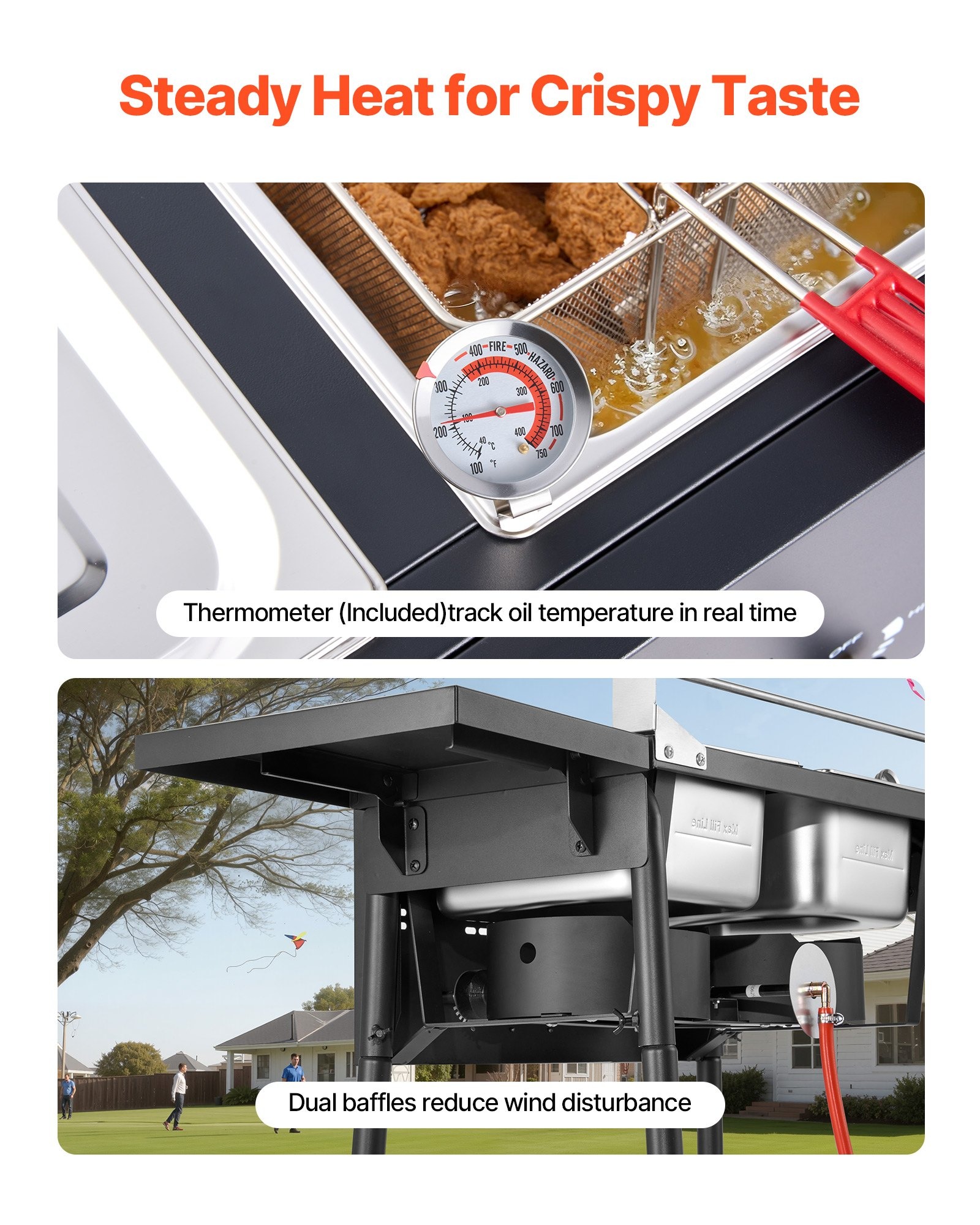 Factory wholesale promotion 80% OFF Outdoor Propane Deep Fryer, Dual-Tank 8QTx2 Commercial Fryer, Stainless Steel Cooker with Foldable Platform