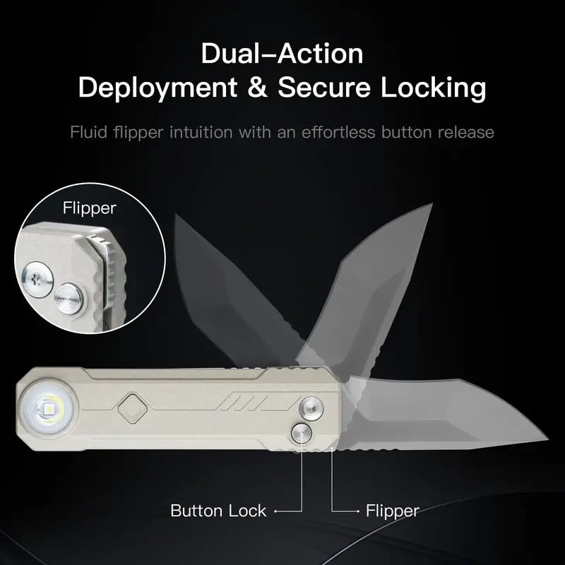 LK 2-in-1 EDC Gear, M390 Blade + USB-C Rechargeable Flashlight