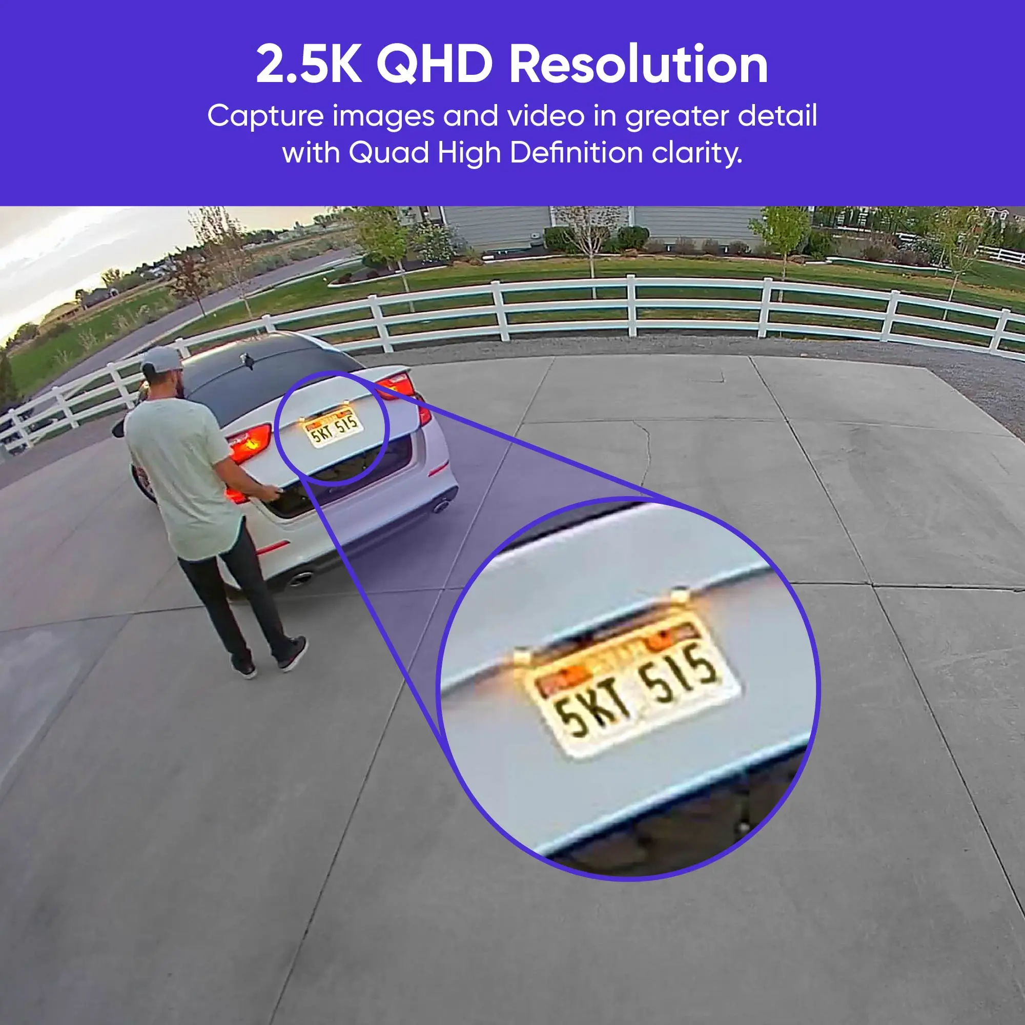 2K HD Smart Floodlight Camera – 3000 Lumen LEDs, Color Night Vision, 180° View & Motion Detection
