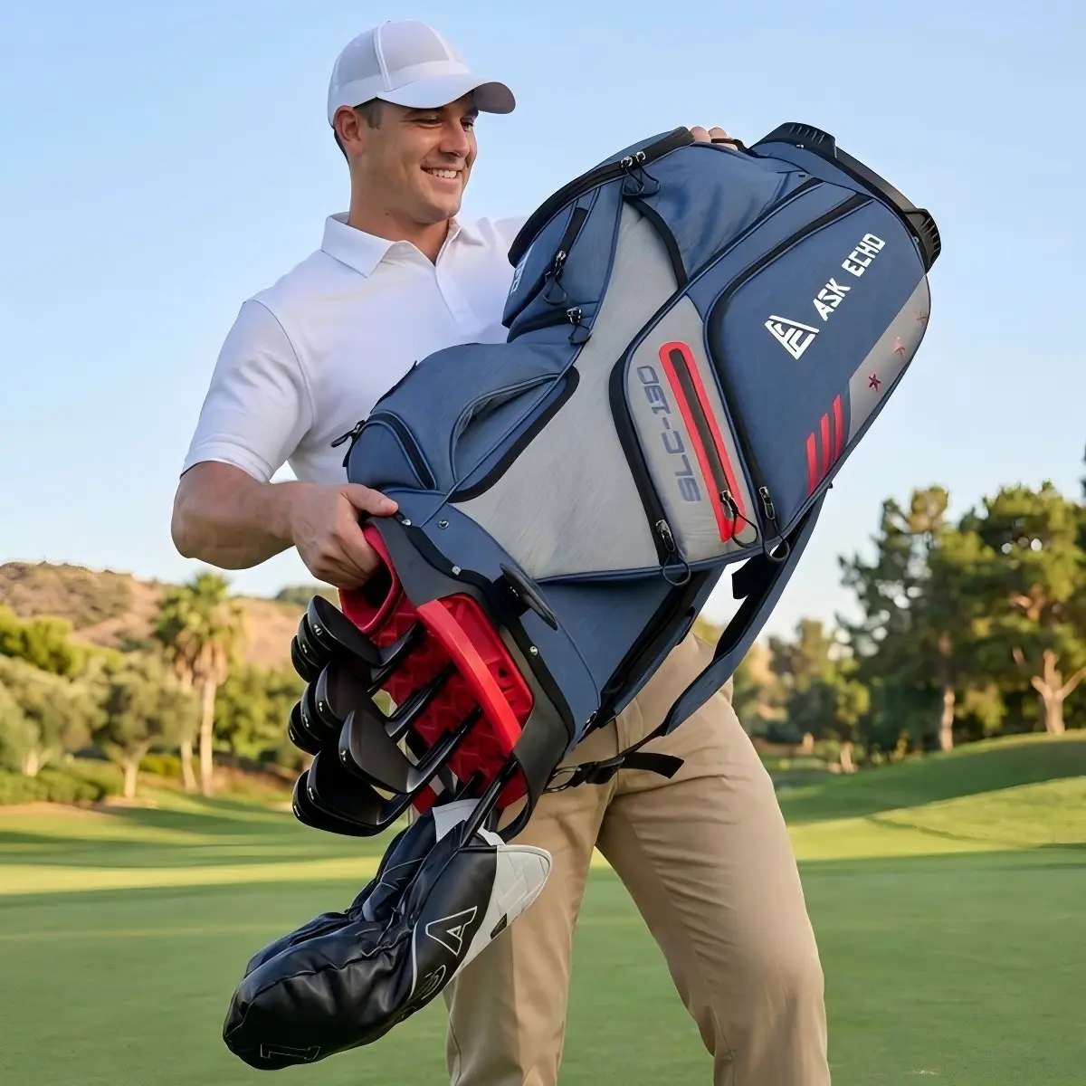 Golf Soundless Cart Bag SLC-130 15 Dividers Grip Locking Bottom Quiet Golf Bag