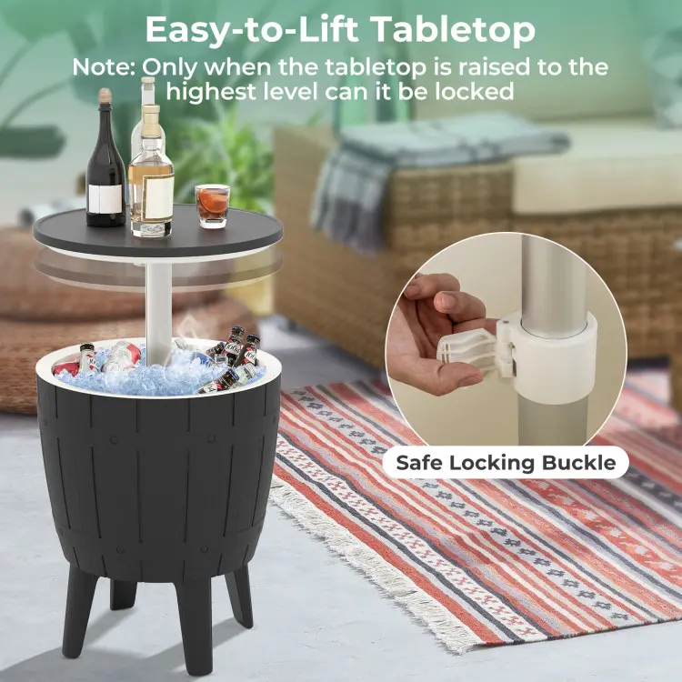 3-in-1 Cool Bar Table – Height Adjustable Patio Cocktail Table with Built-In Ice Cooler for Pool Parties & Outdoor Entertaining