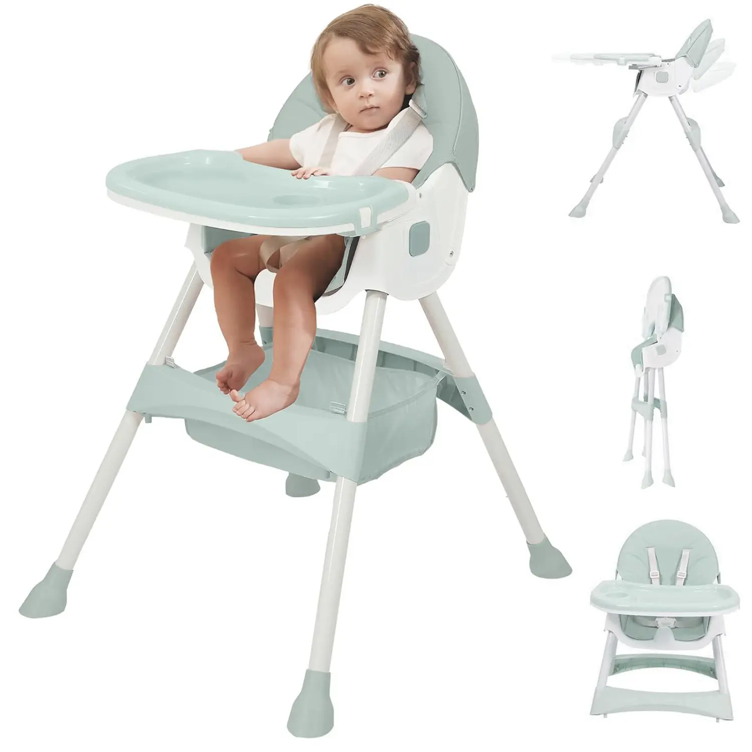 Baby High Chair 6 in 1 Convertible High Chair with 5-Point Safety Harness, Adjustable Dining Tray, Easy to Clean Surface, Robust Design, #SummerVibes