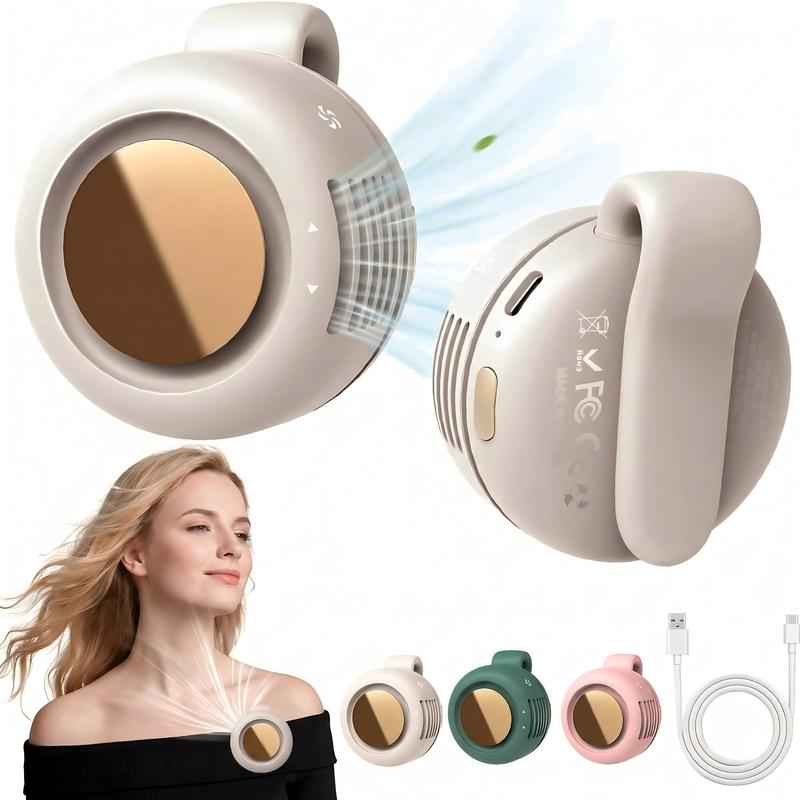 Mini Bladeless Clip Fan –5H Battery Life Portable Rechargeable Silent Cooling Fan with 3 Speeds & 360° Rotation