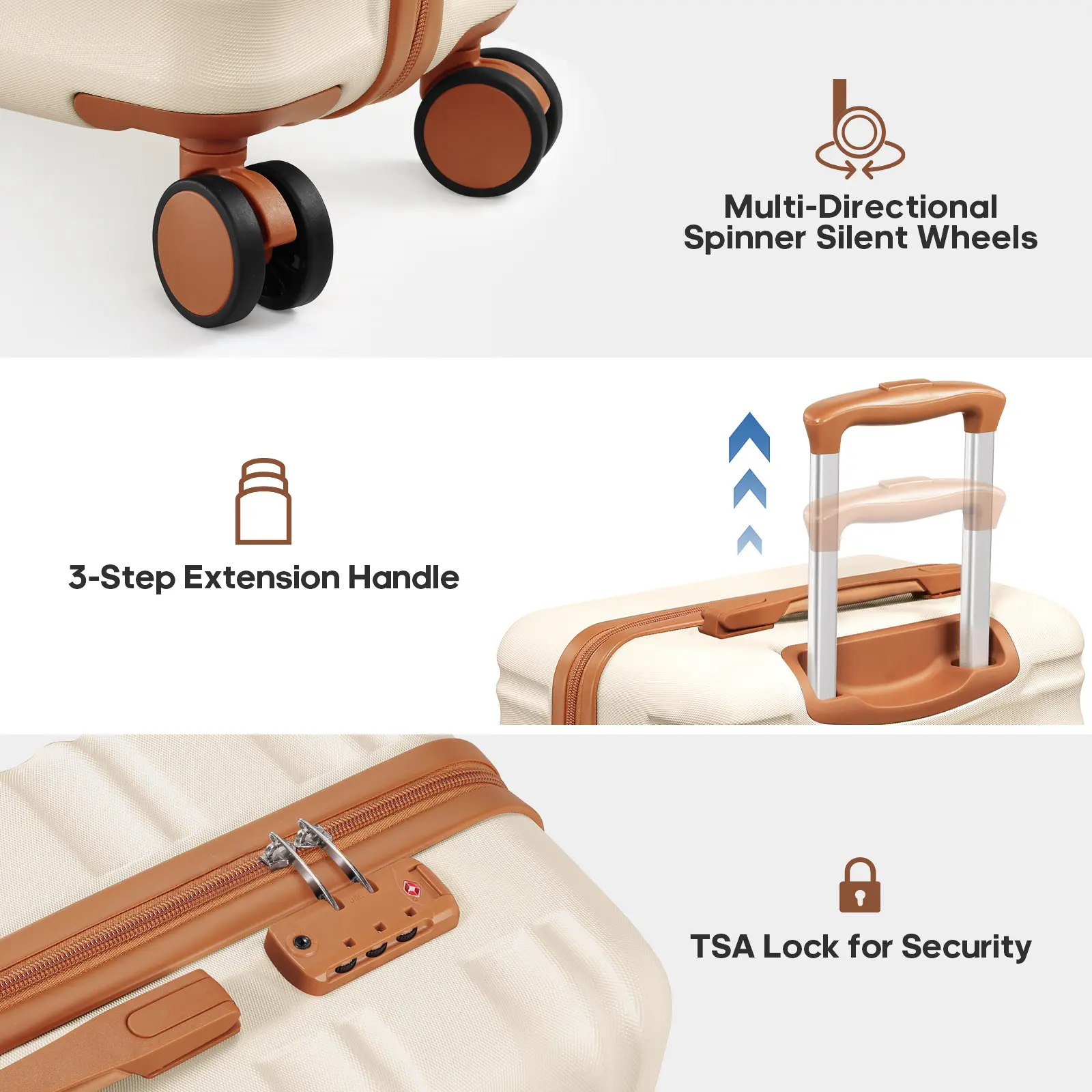 Piece Lightweight Durable Hardside Luggage Set - 20/24/28-Inch Spinner Suitcases with TSA Lock, YKK Zipper Carry-On, Travel Backpack, 3 Packing Cubes for Summer Travel, Outdoor Fun, Lightweight Durable Luggage