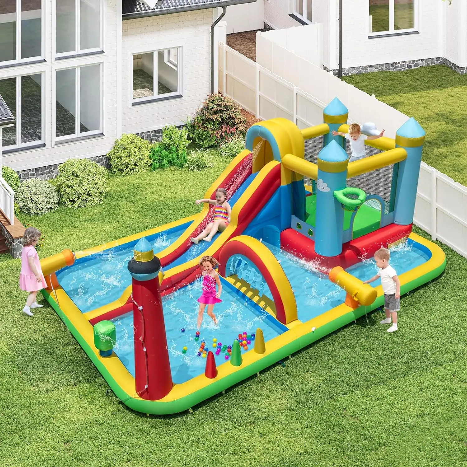 2-Tier Kids Water Table – 100PCS DIY Waterways Playset with Pump for Backyard, Beach & Poolside Summer Fun