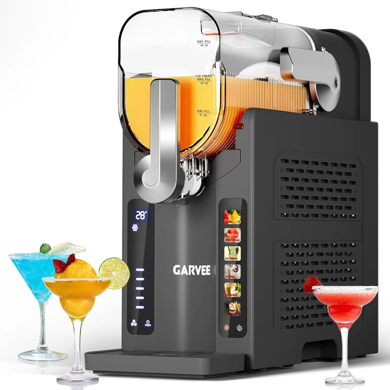 Home Slushie Machine with LED Display and 6 Preset Programs, No Ice Needed, Large 70 Ounce Capacity for Margaritas, Frappés, and Frozen Drinks