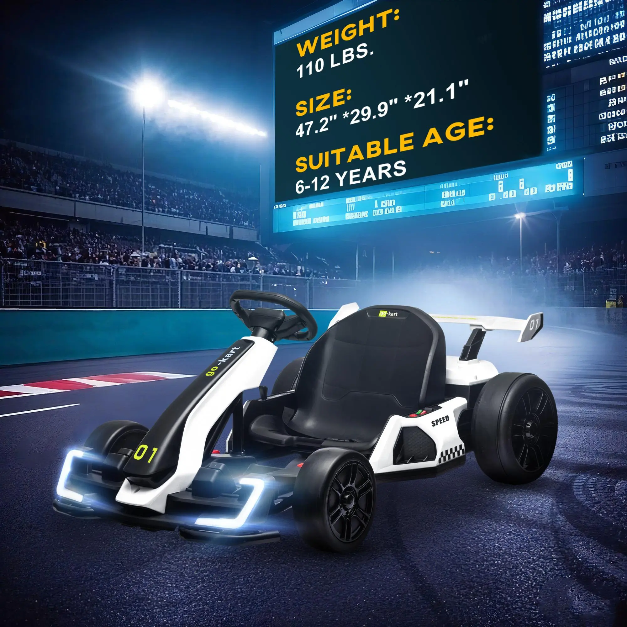 24V Electric Go-Kart – Kids Drifting Ride-On Car with Music, Horn & Speeds up to 8.1 MPH